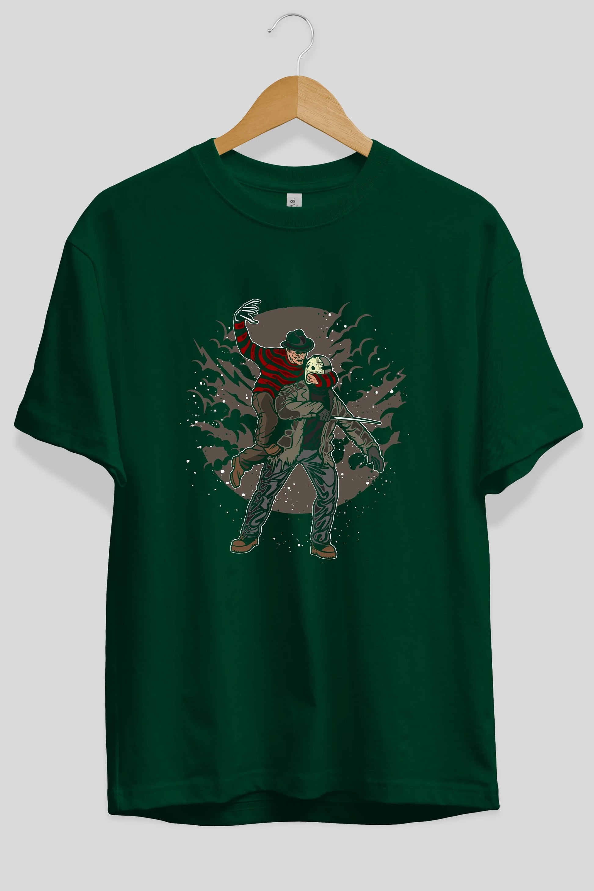 FREDDY VS JASON Ön Baskılı Oversize t-shirt Erkek Kadın Unisex %100 Pamuk tişort
