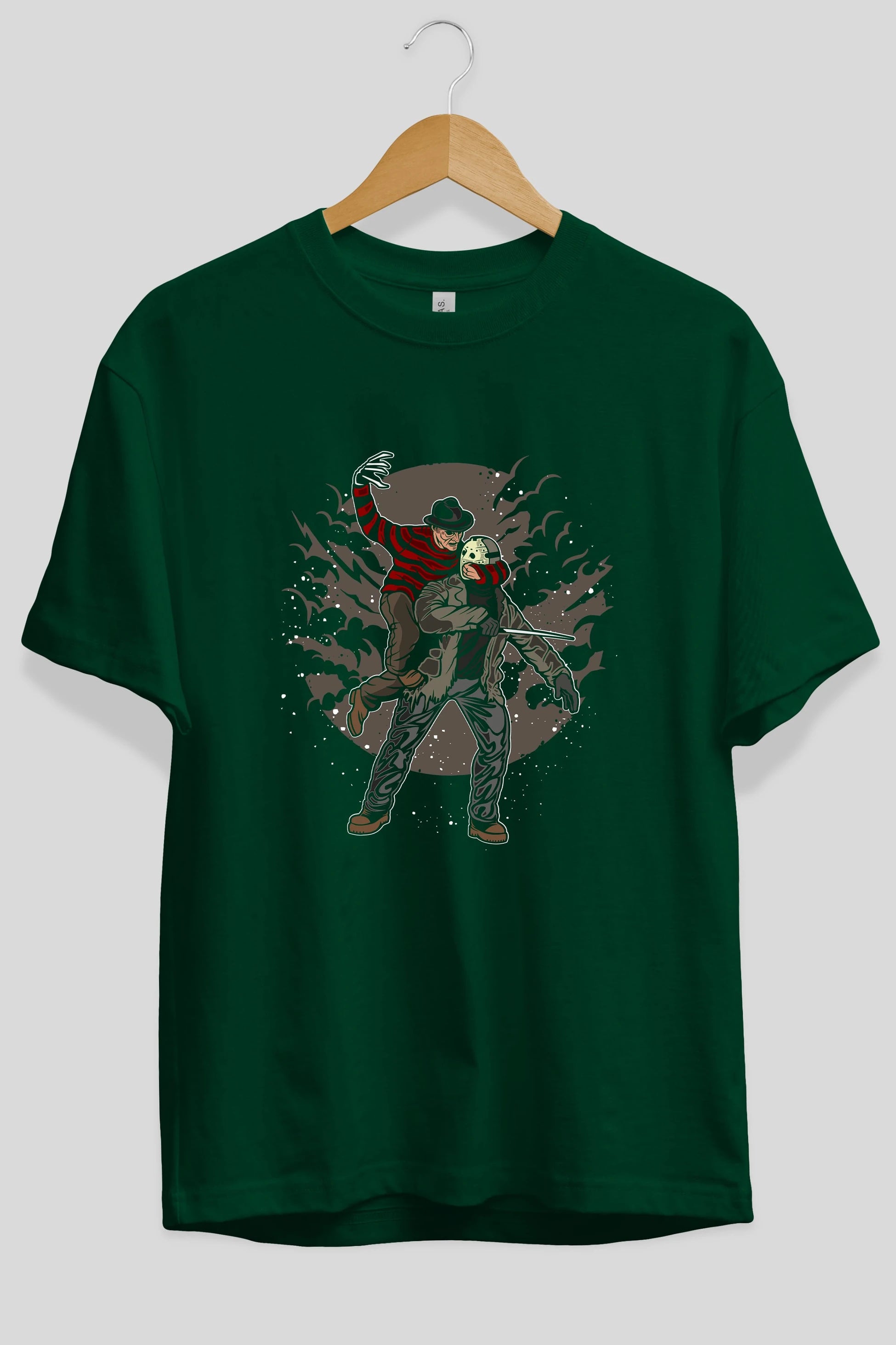 FREDDY VS JASON Ön Baskılı Oversize t-shirt Erkek Kadın Unisex %100 Pamuk tişort
