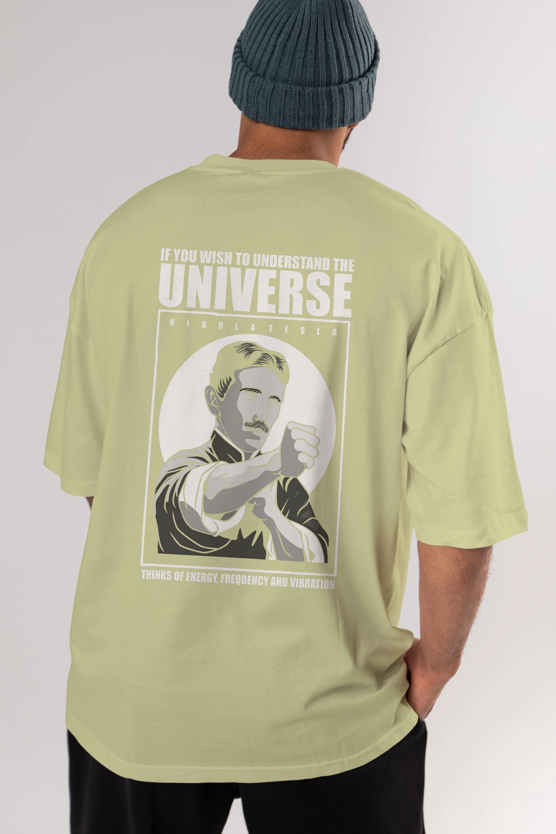 Nicola Tesla Ip Man Arka Baskılı Oversize t-shirt Erkek Kadın Unisex %100 Pamuk tişort
