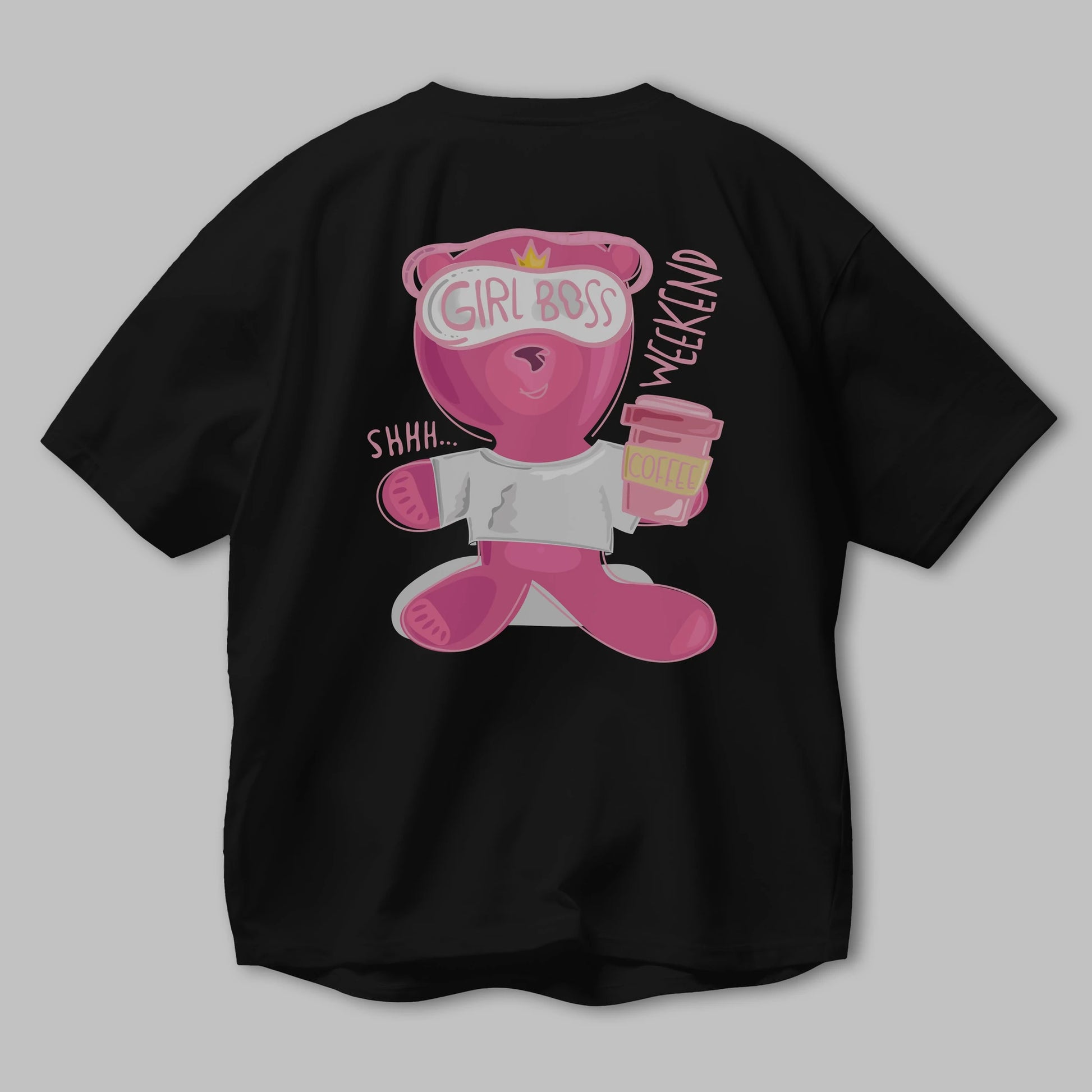 Girl Boss Bear Arka Baskılı Oversize t-shirt Erkek Kadın Unisex