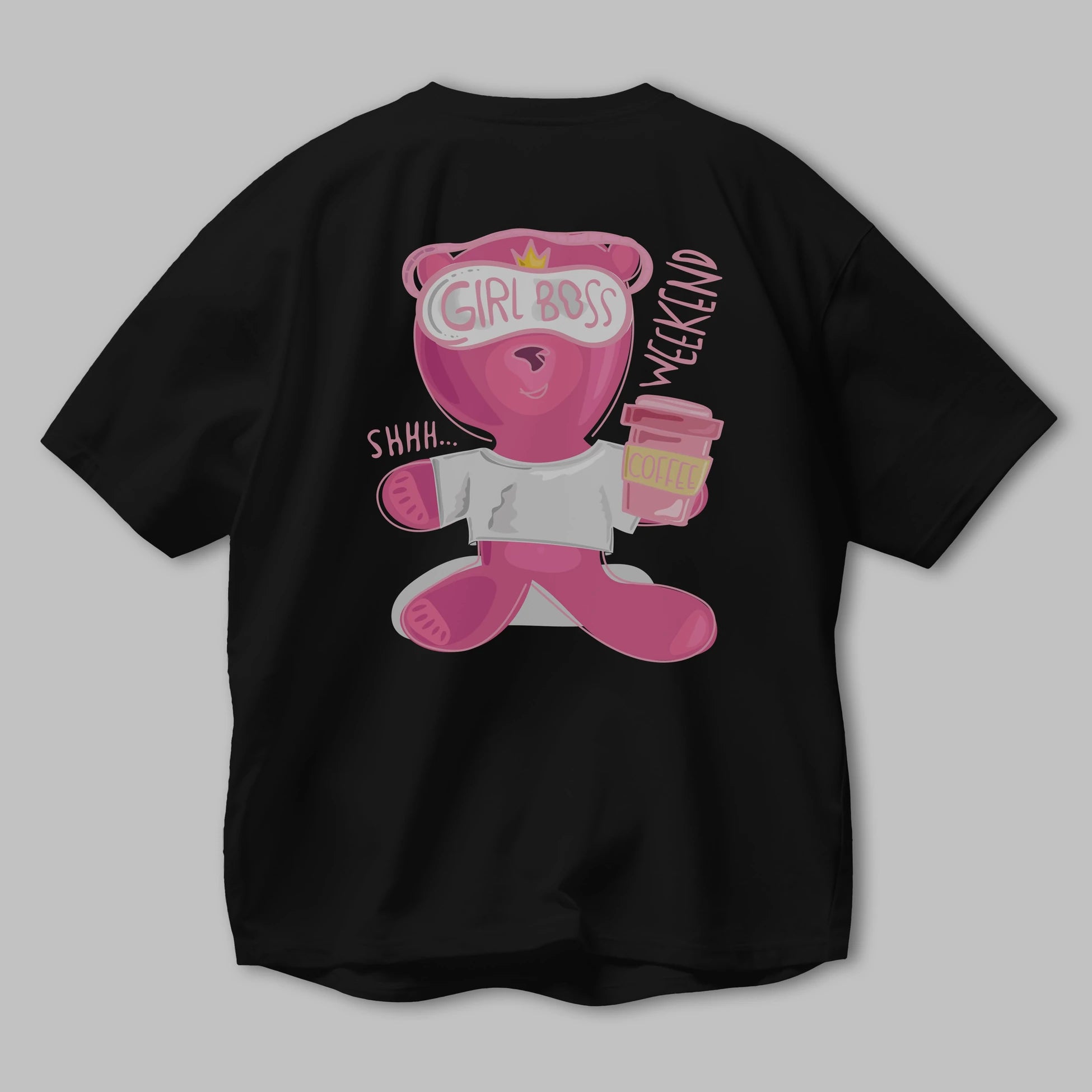 Girl Boss Bear Arka Baskılı Oversize t-shirt Erkek Kadın Unisex