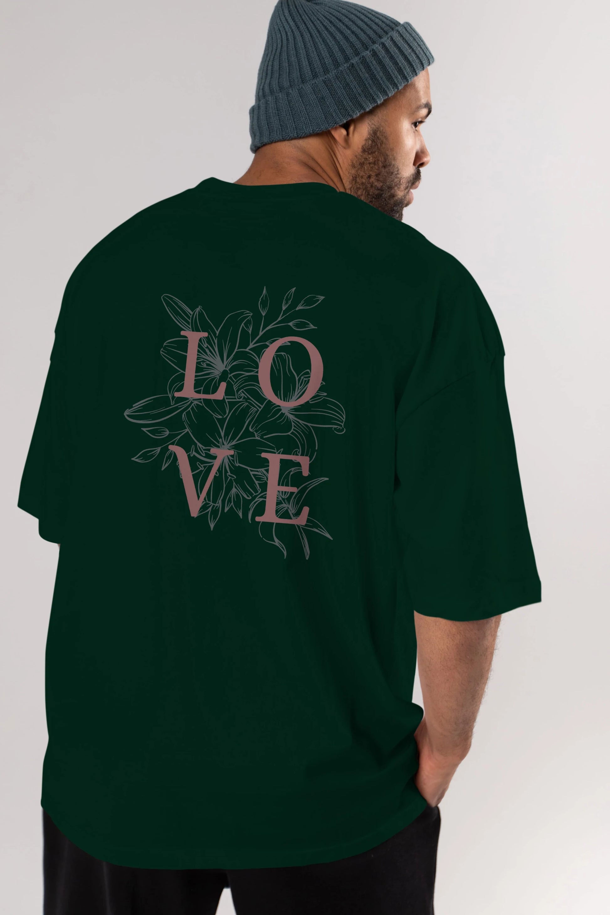 Love Yazılı Arka Baskılı Oversize t-shirt Erkek Kadın Unisex