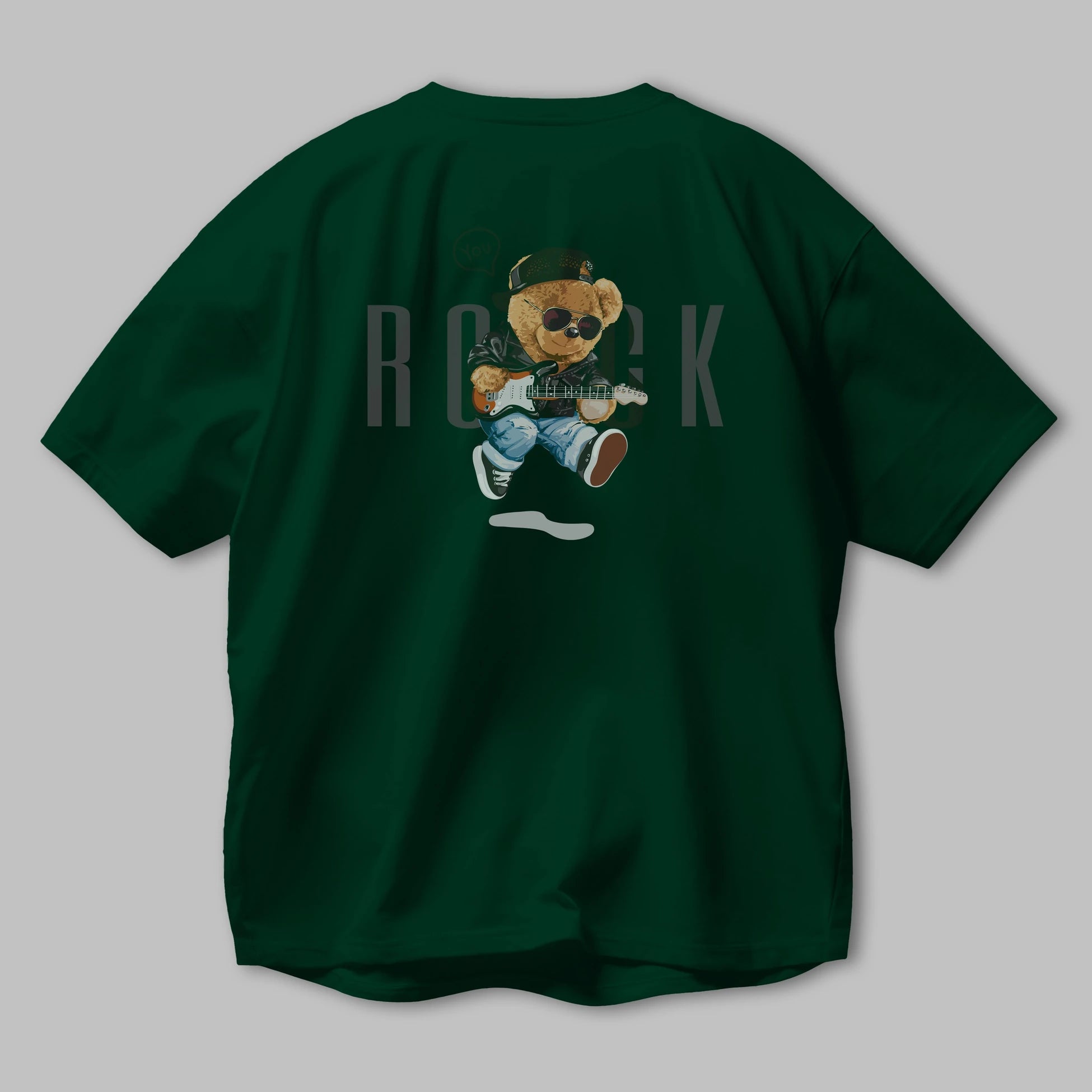 Teddy Bear Rock Arka Baskılı Oversize t-shirt Erkek Kadın Unisex %100 Pamuk