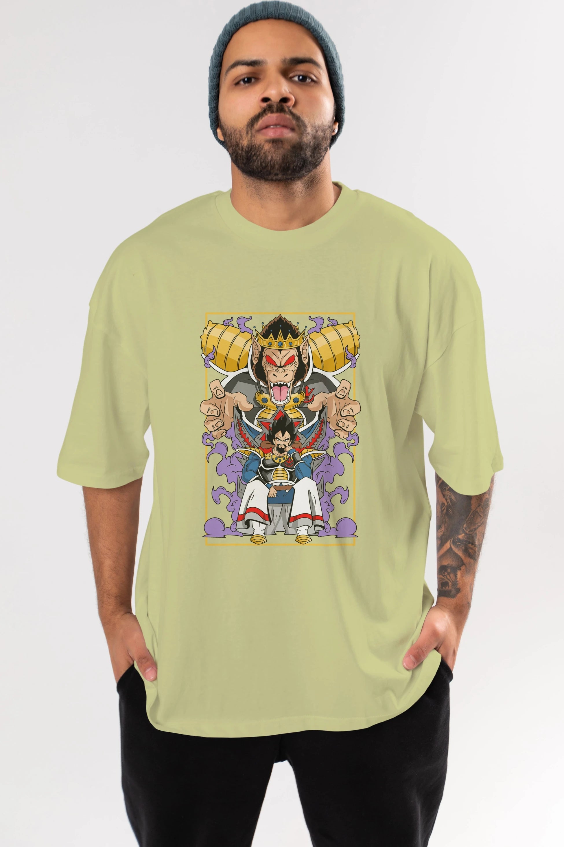 DragonBall ReyVegeta Anime Ön Baskılı Oversize t-shirt %100 pamuk Erkek Kadın Unisex