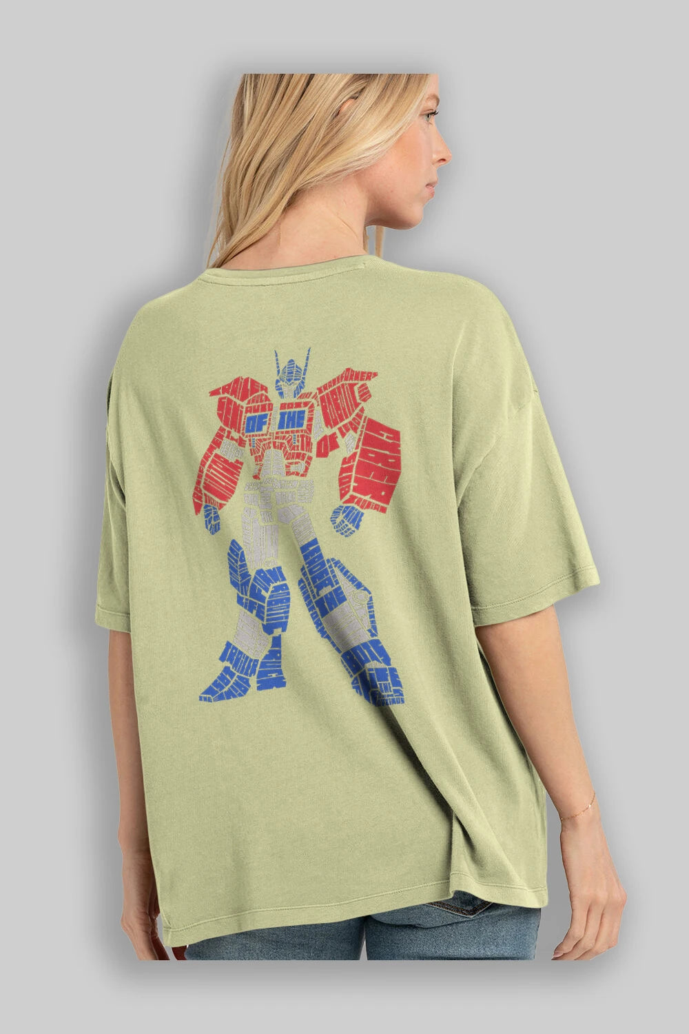 Optimus Prime Arka Baskılı Oversize t-shirt %100 pamuk Erkek Kadın Unisex