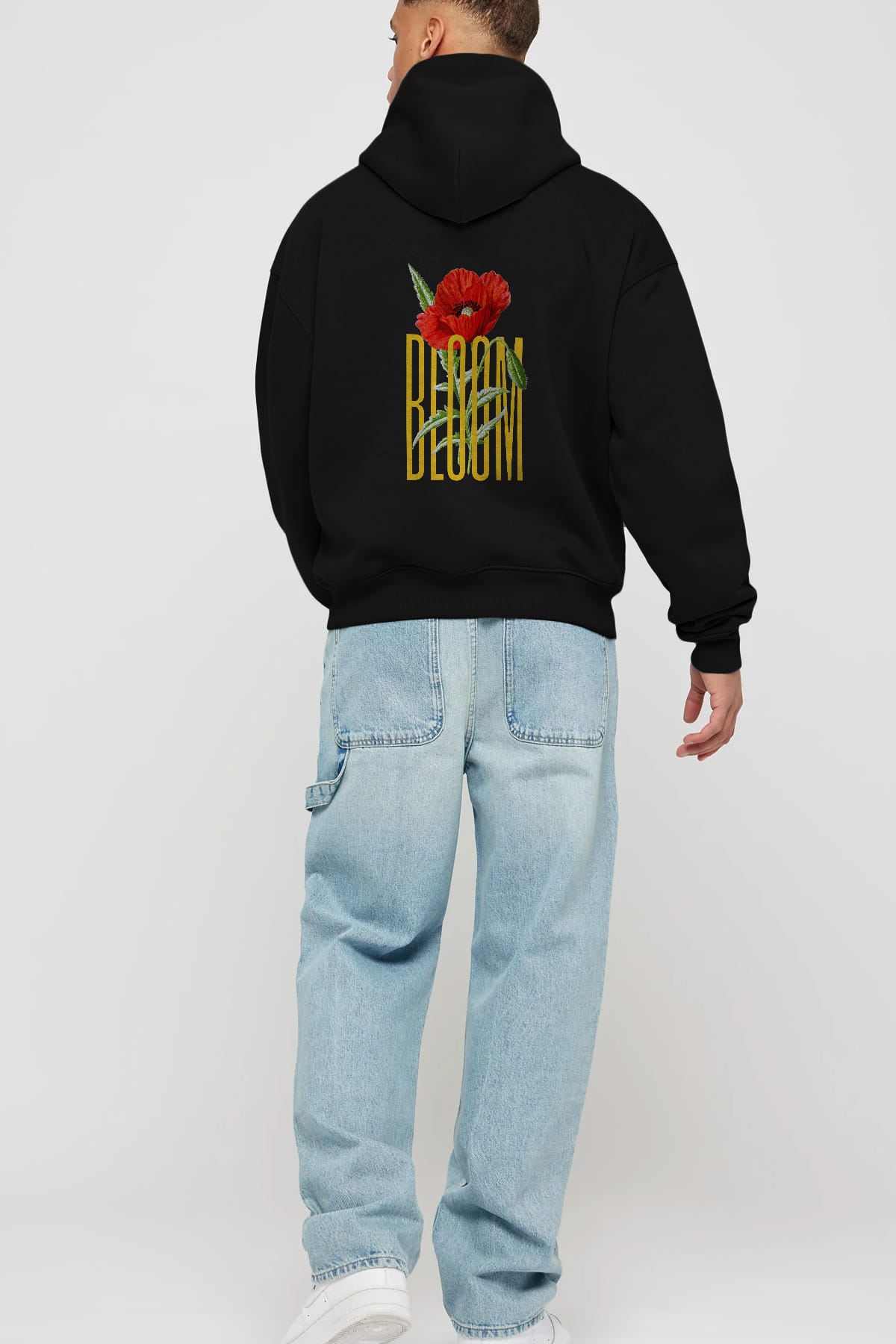 Bloom Flower Arka Baskılı Oversize Hoodie Kapüşonlu Sweatshirt Erkek Kadın Unisex