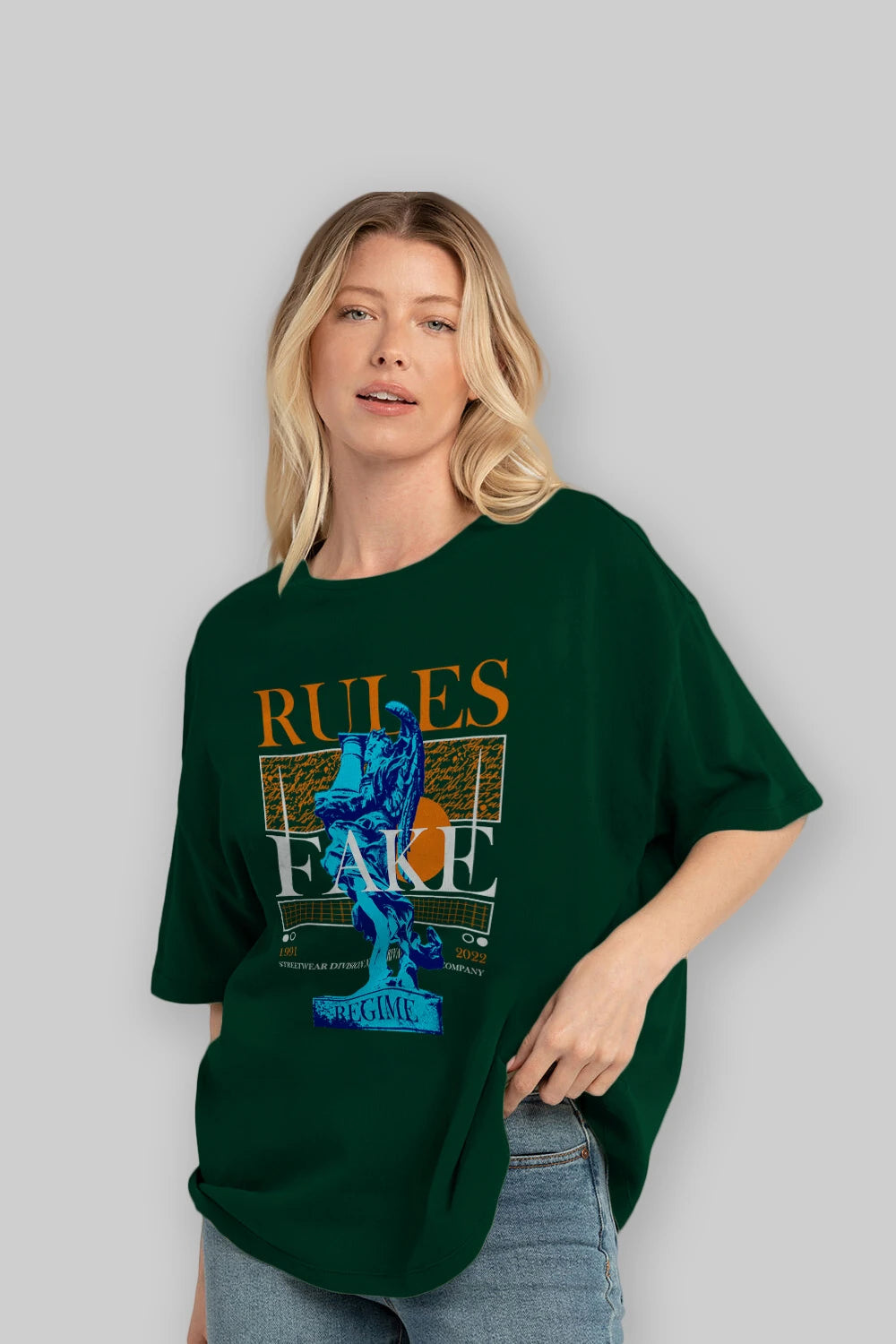 Rules Fake Ön Baskılı Oversize t-shirt Erkek Kadın Unisex