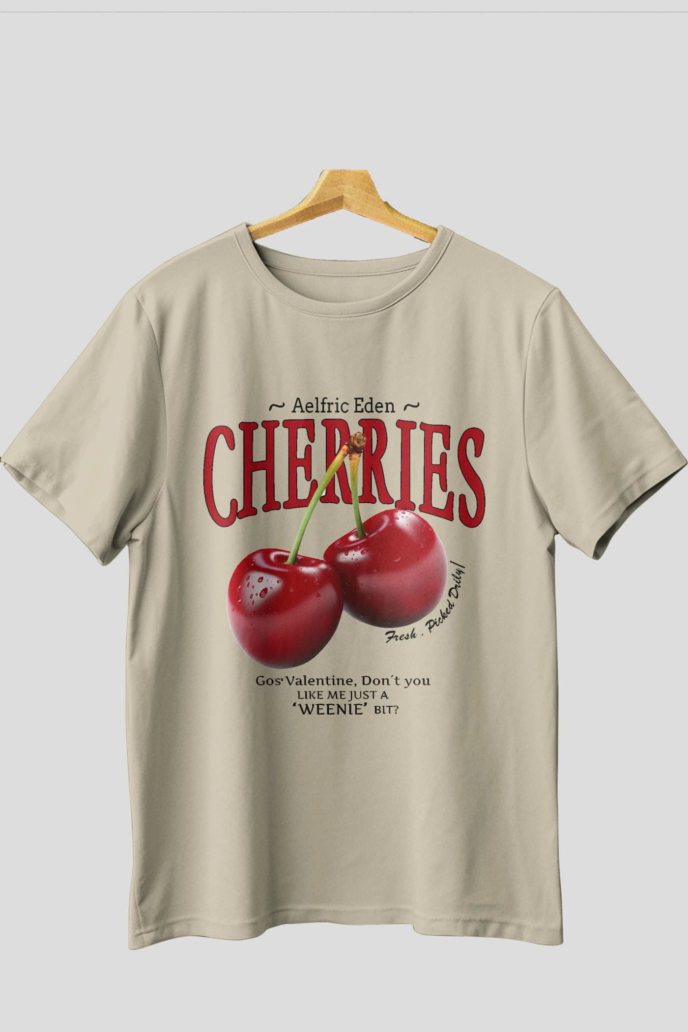 Cherry Cherries Ön Baskılı Oversize t-shirt Erkek Kadın Pamuk Bisiklet Yaka tişort