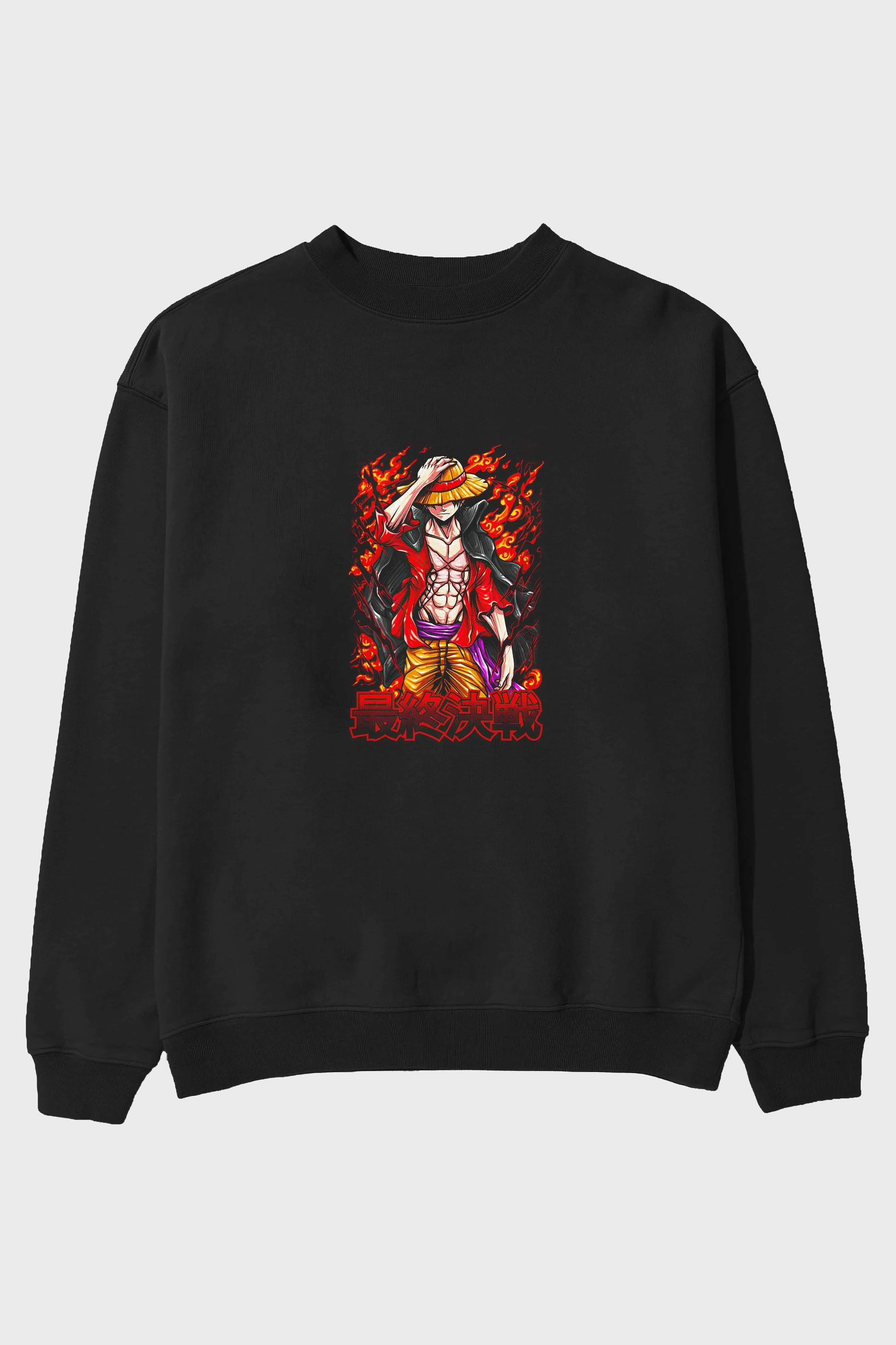 MONKEY D. LUFFY (3) Anime Ön Baskılı Oversize Sweatshirt Erkek Kadın Unisex