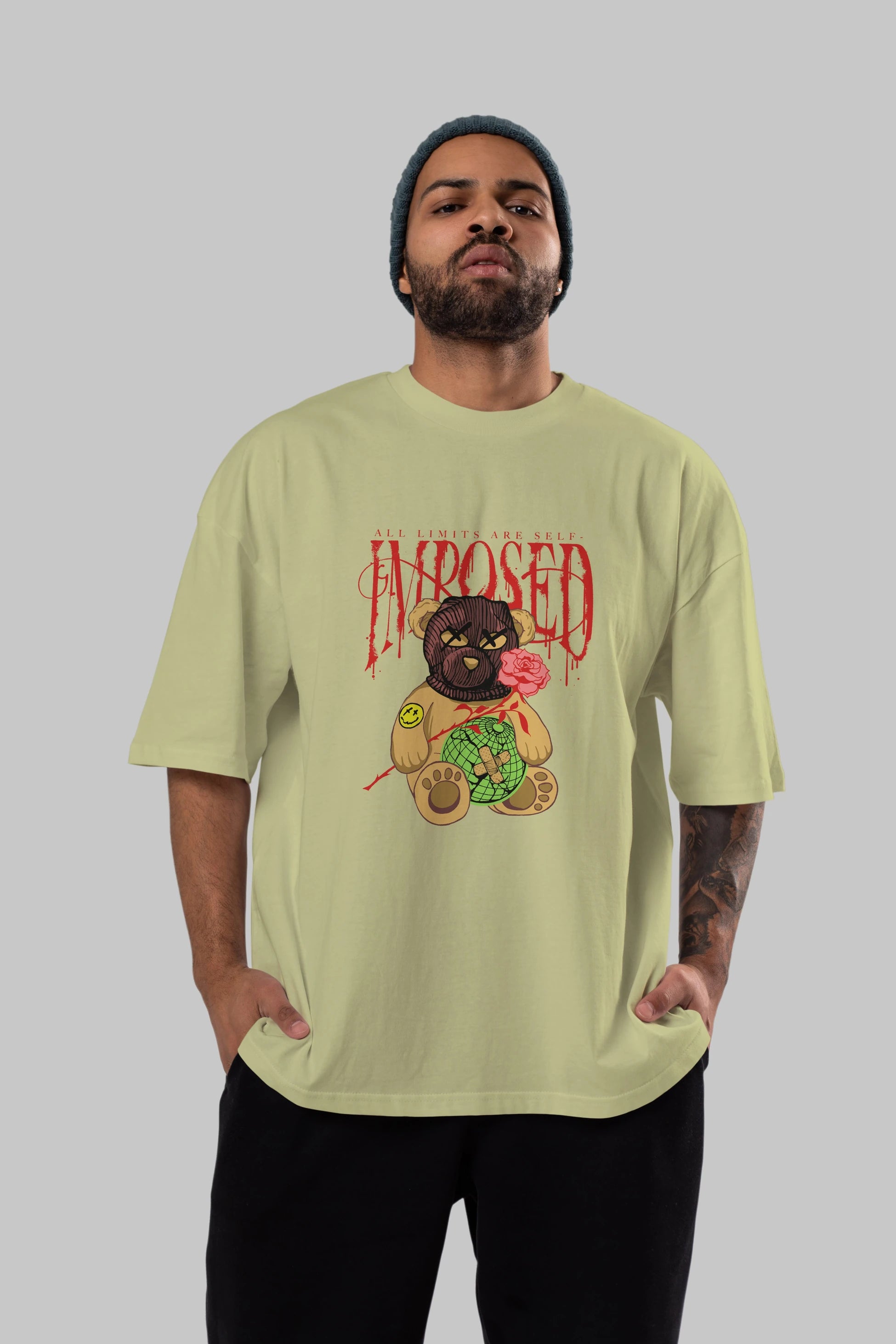 All Limits Bear Ön Baskılı Oversize t-shirt Erkek Kadın Unisex