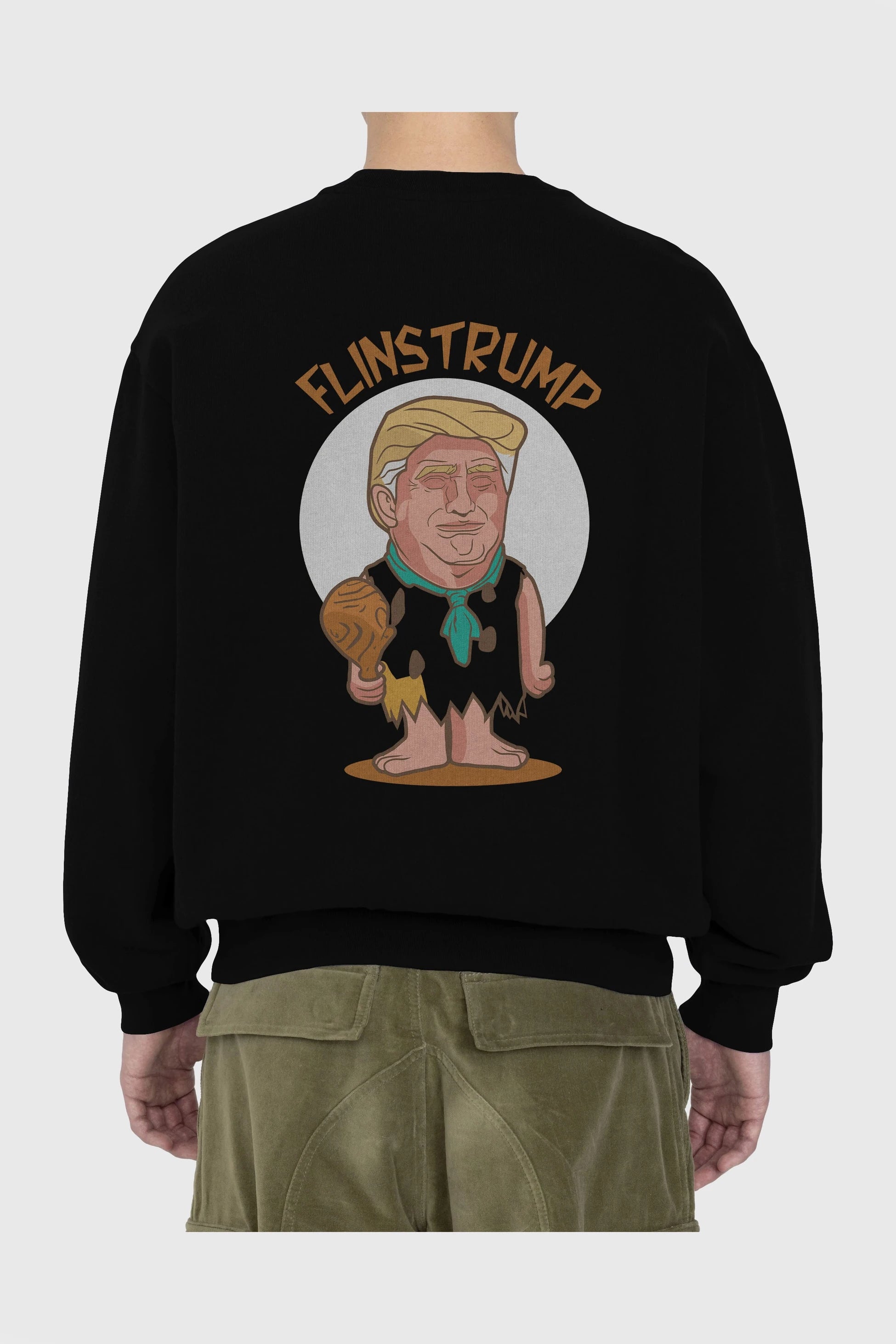 Flinstrump Arka Baskılı Oversize Sweatshirt Erkek Kadın Unisex