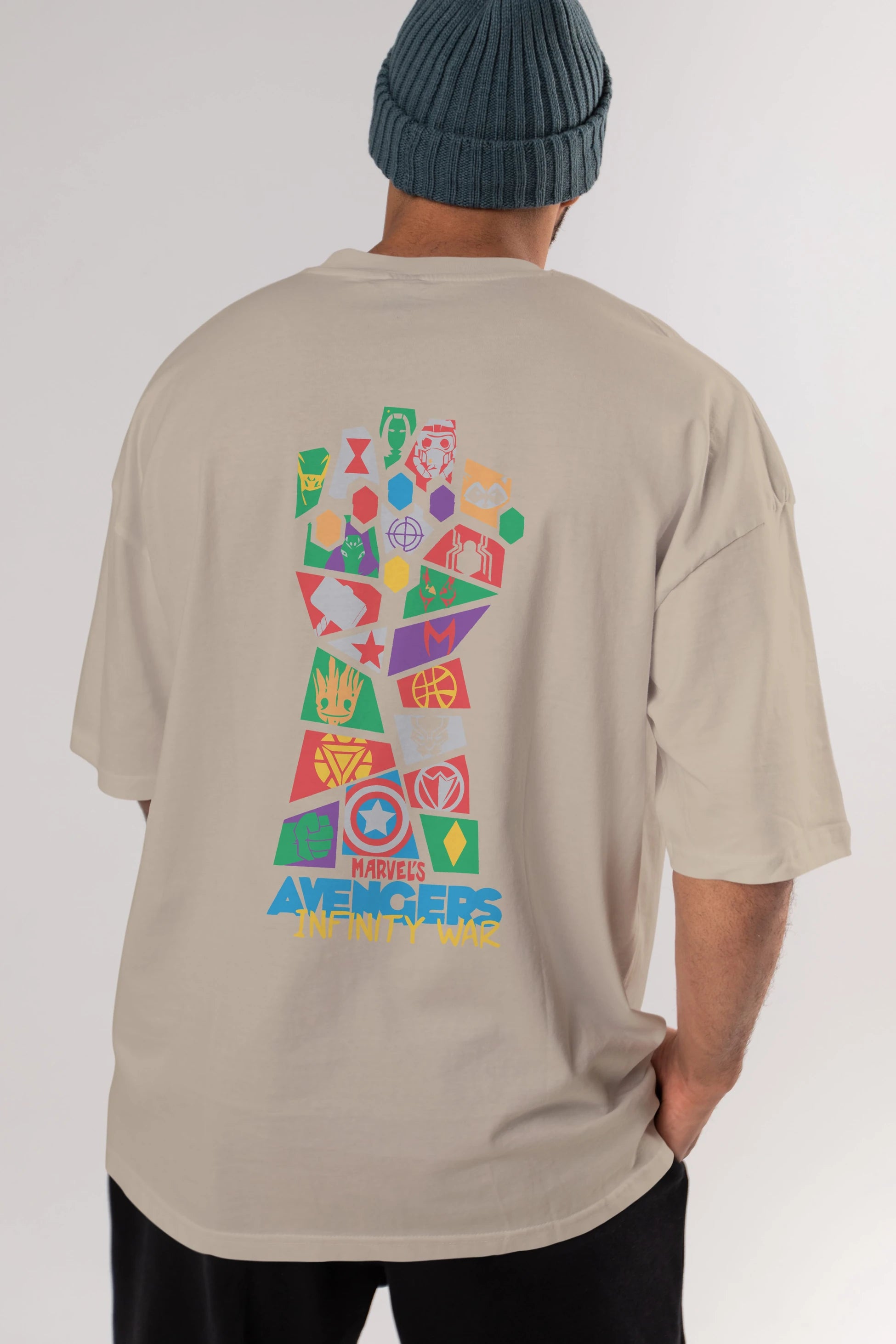 The Avengers Arka Baskılı Oversize t-shirt Erkek Kadın Unisex %100 Pamuk Bisiklet Yaka tişort