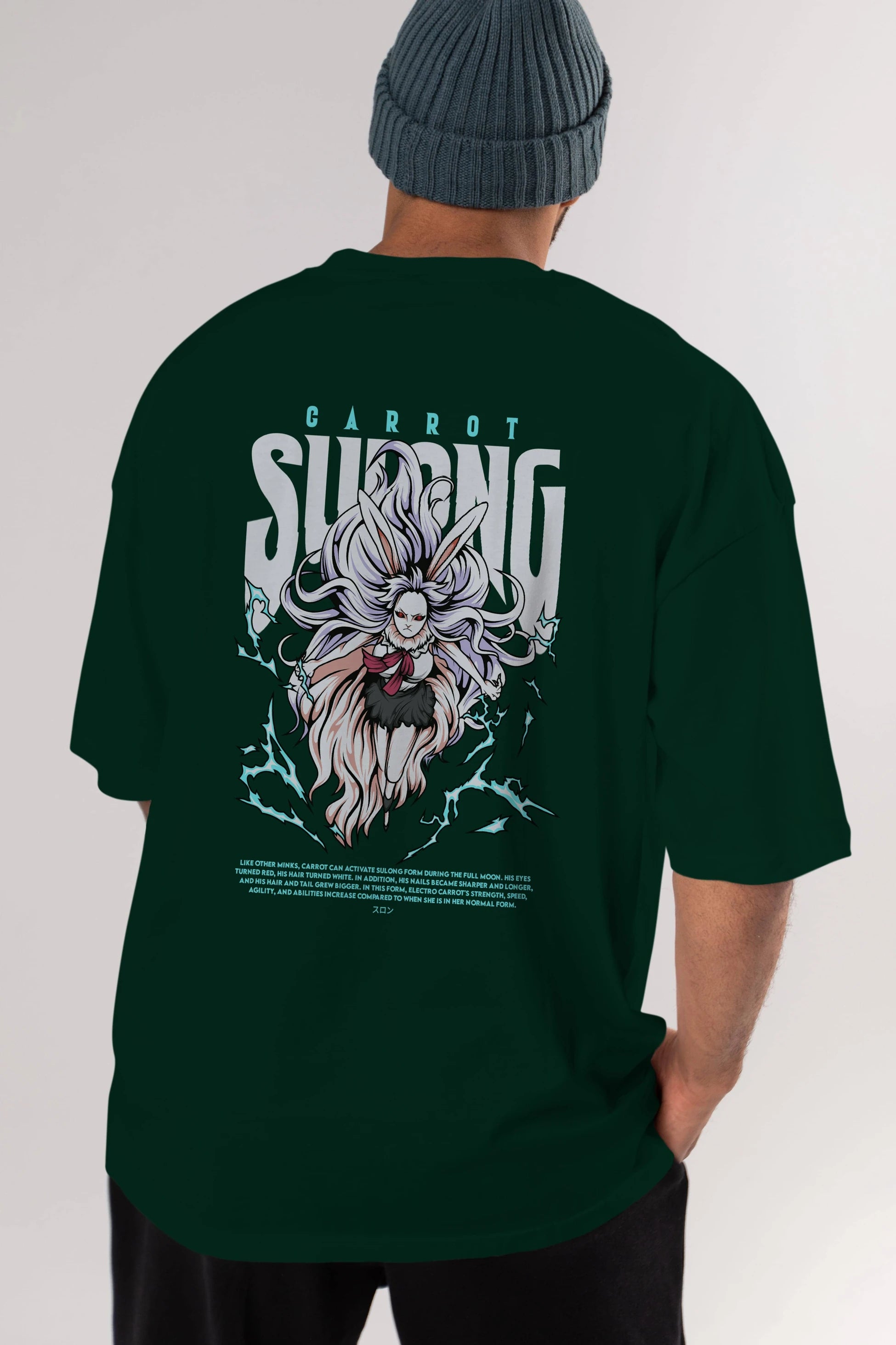 Carrot Sulong Anime Arka Baskılı Oversize t-shirt Erkek Kadın Unisex