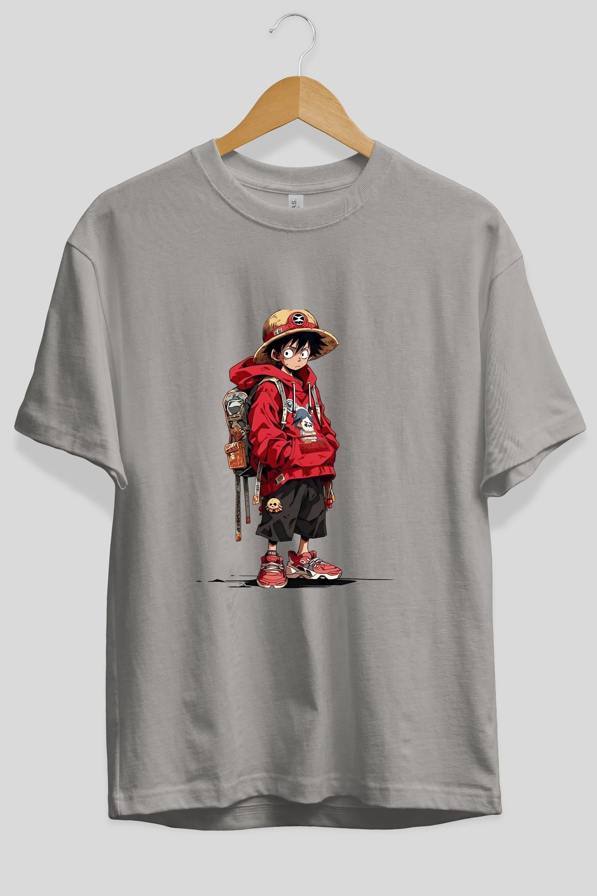 One Piece Ön Baskılı Oversize t-shirt Erkek Kadın Unisex %100 Pamuk Bisiklet Yaka tişort