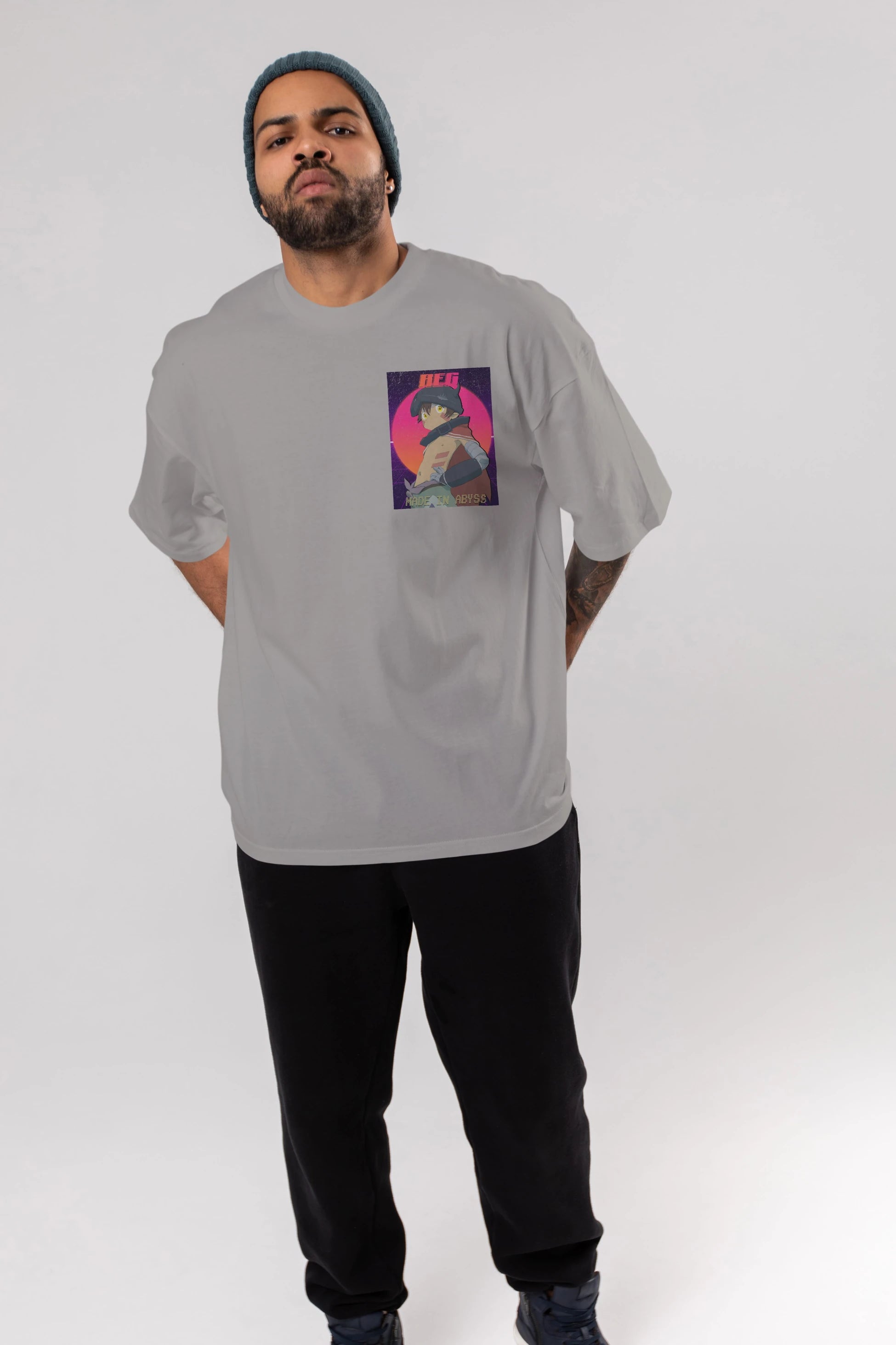 Reg 7 Ön Sol Baskılı Oversize t-shirt Erkek Kadın Unisex %100 Pamuk Bisiklet Yaka tişort