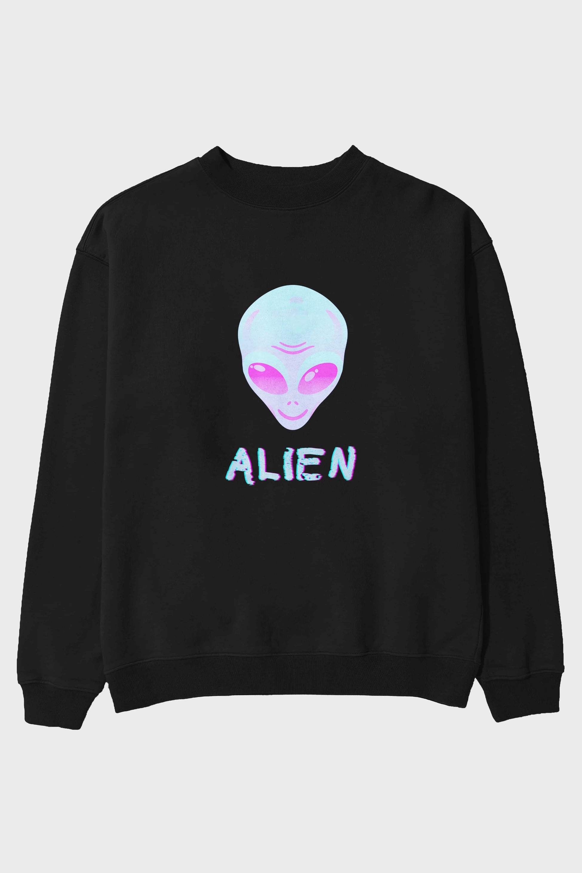 Alien Ön Baskılı Oversize Sweatshirt Erkek Kadın Unisex