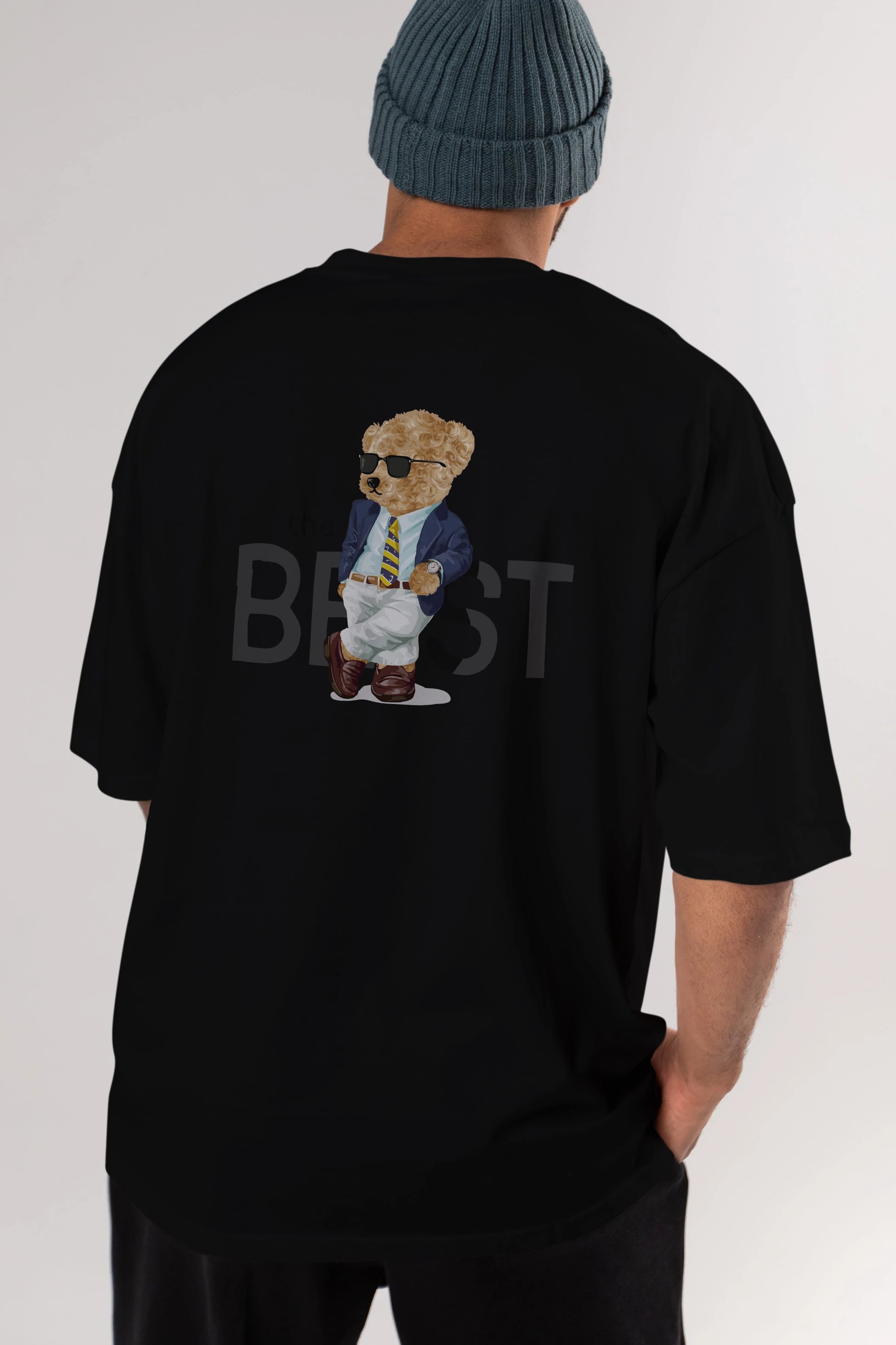 Teddy Bear The Best Arka Baskılı Oversize t-shirt Erkek Kadın Unisex %100 Pamuk