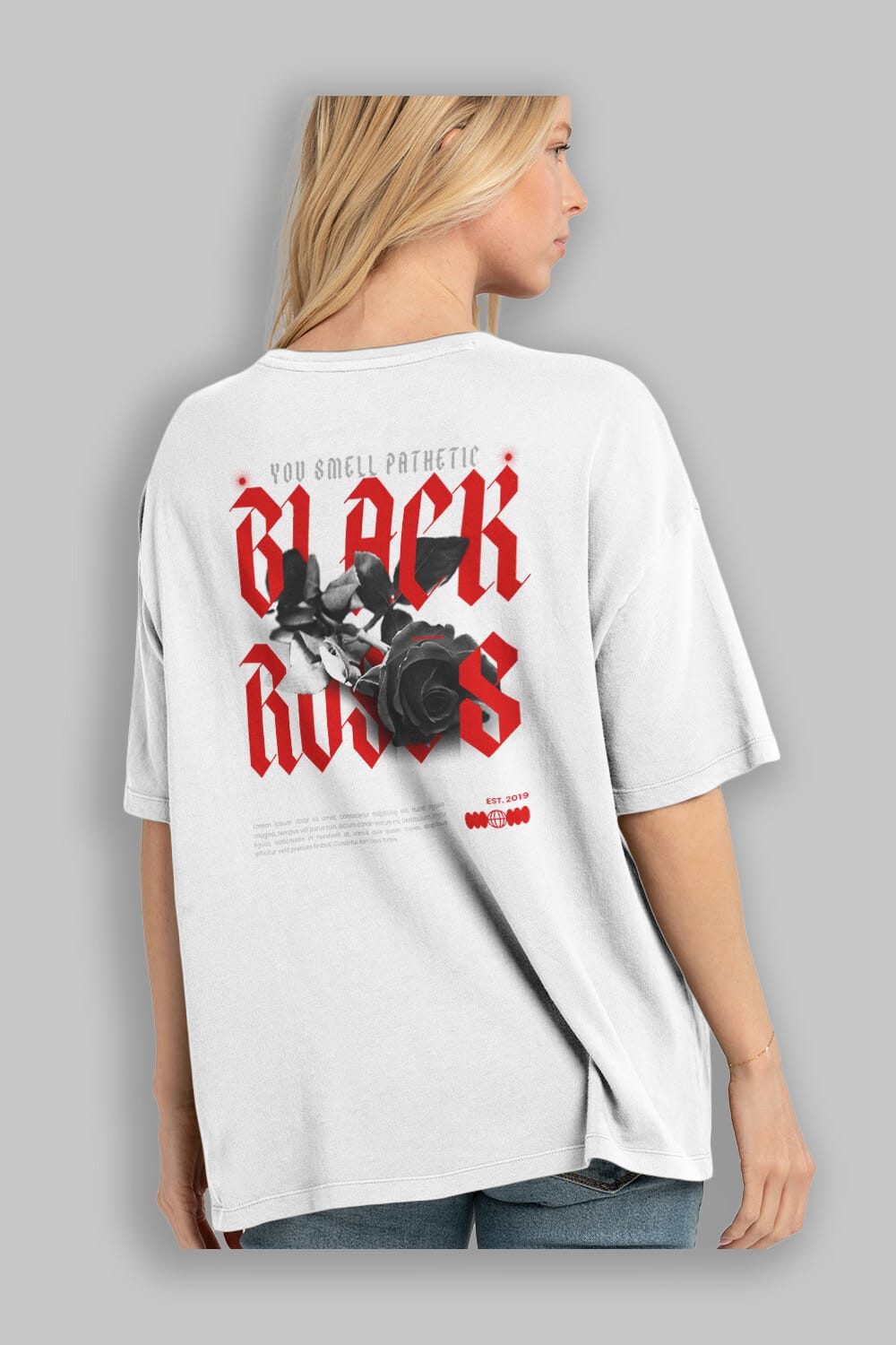 Black Roses Arka Baskılı Oversize t-shirt Erkek Kadın Unisex