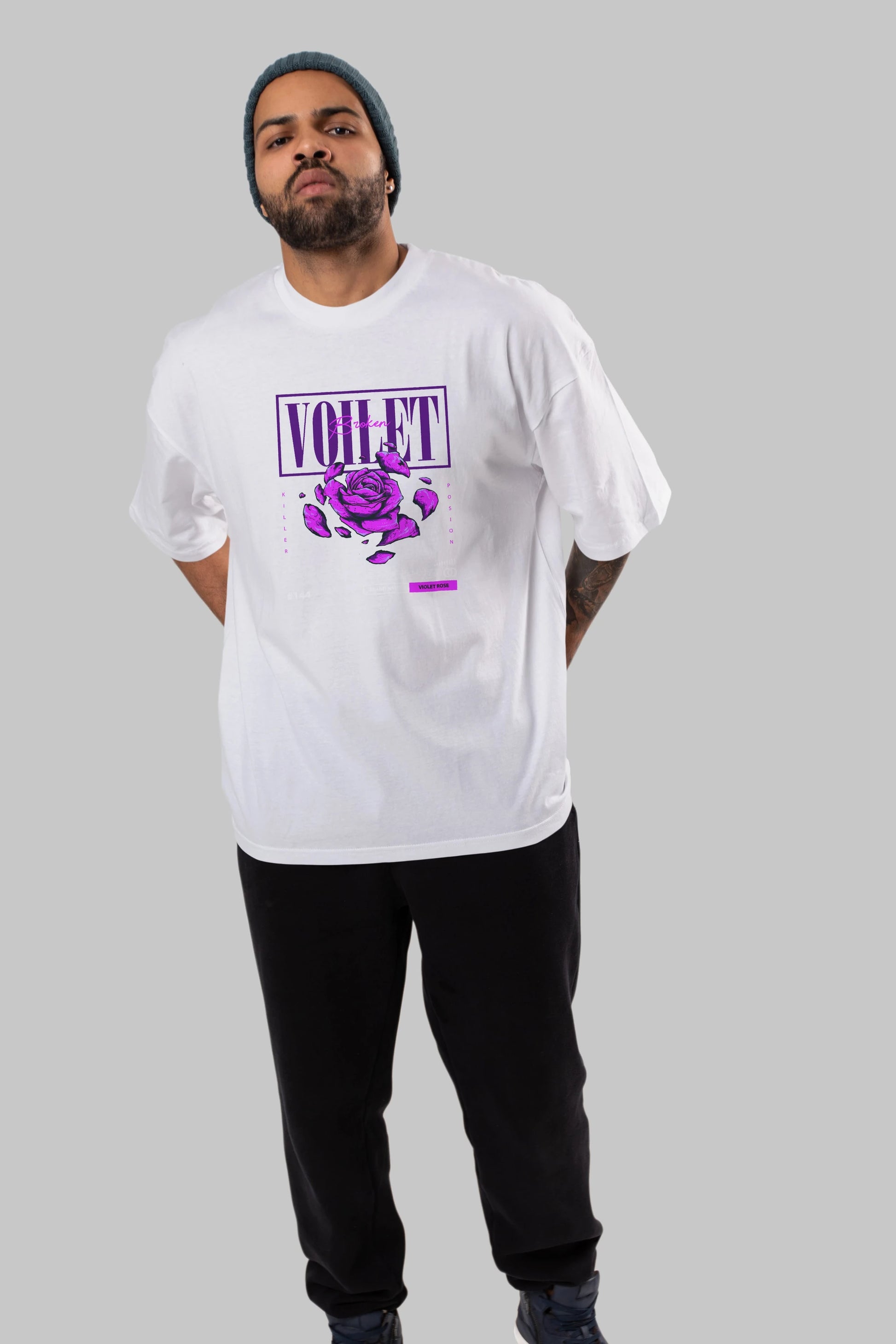 Voilet Broken Ön Baskılı Oversize t-shirt Erkek Kadın Unisex