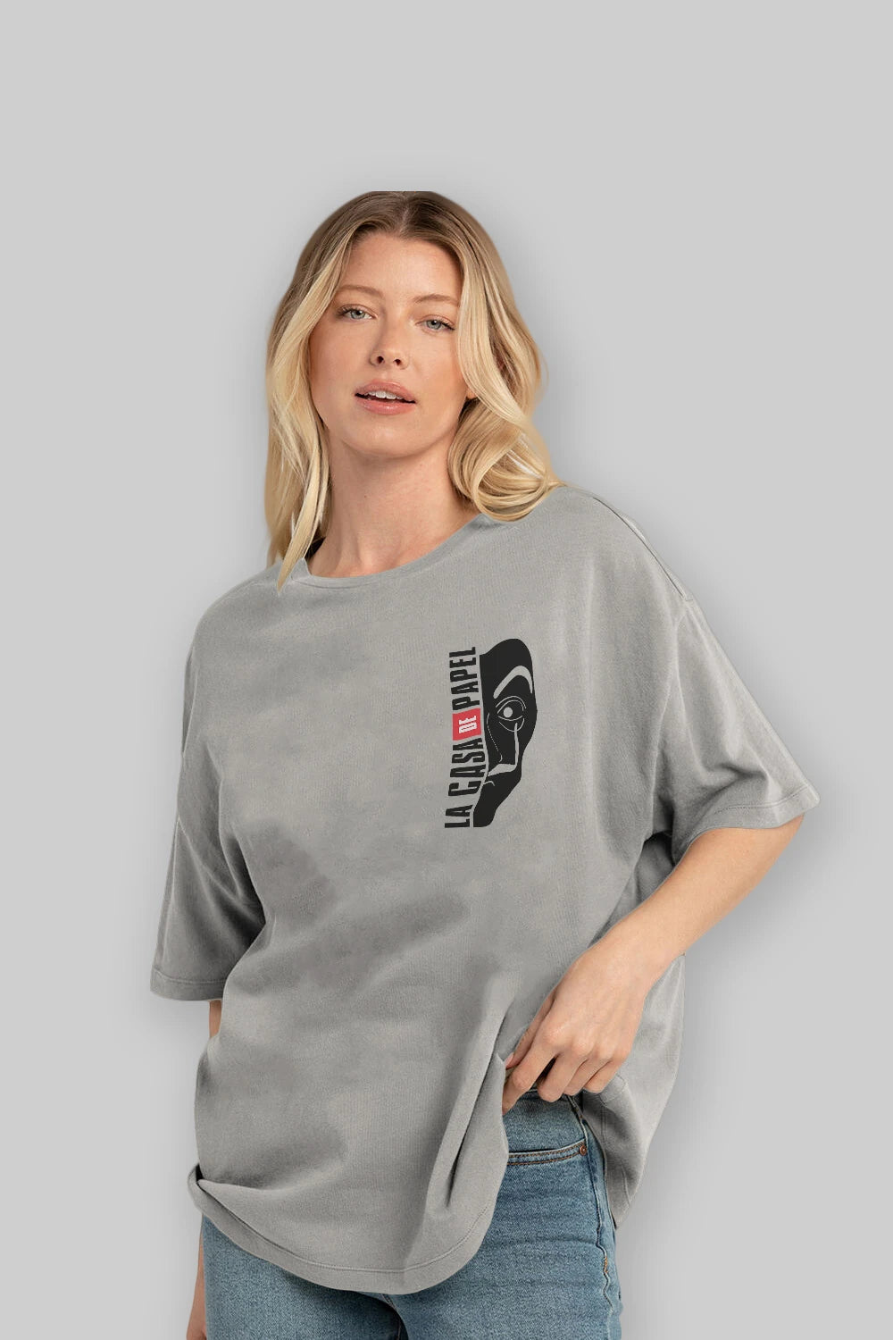 La Casa De Papel (3) Ön Sol Baskılı Oversize t-shirt Erkek Kadın Unisex %100 Pamuk Bisiklet Yaka tişort