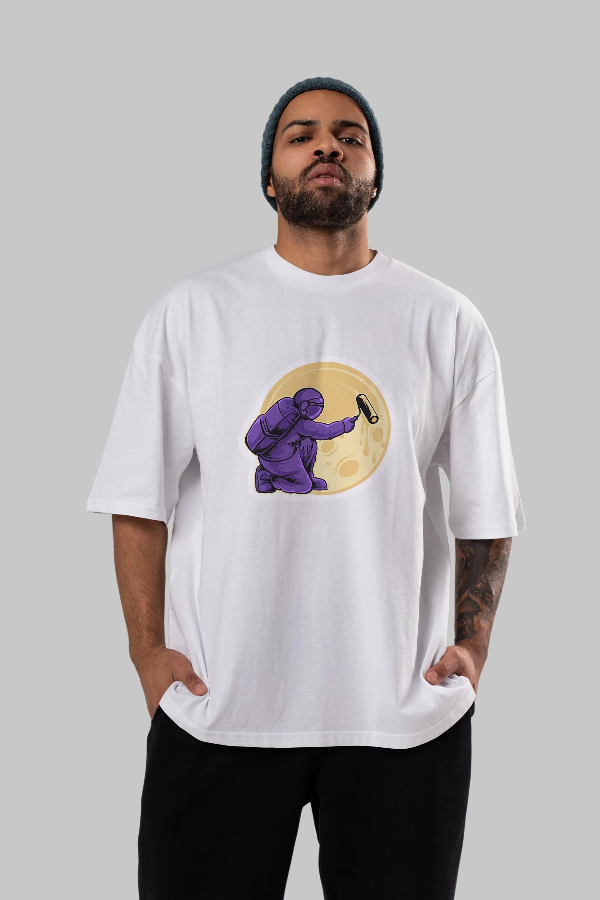 Astropaint Sticker Ön Baskılı Oversize t-shirt Erkek Kadın Unisex