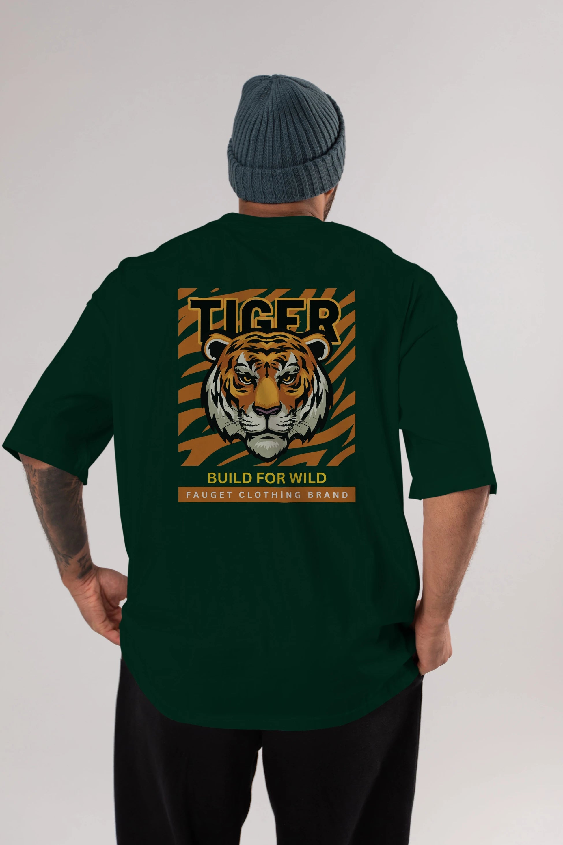 Tiger Arka Baskılı Oversize t-shirt Erkek Kadın Unisex