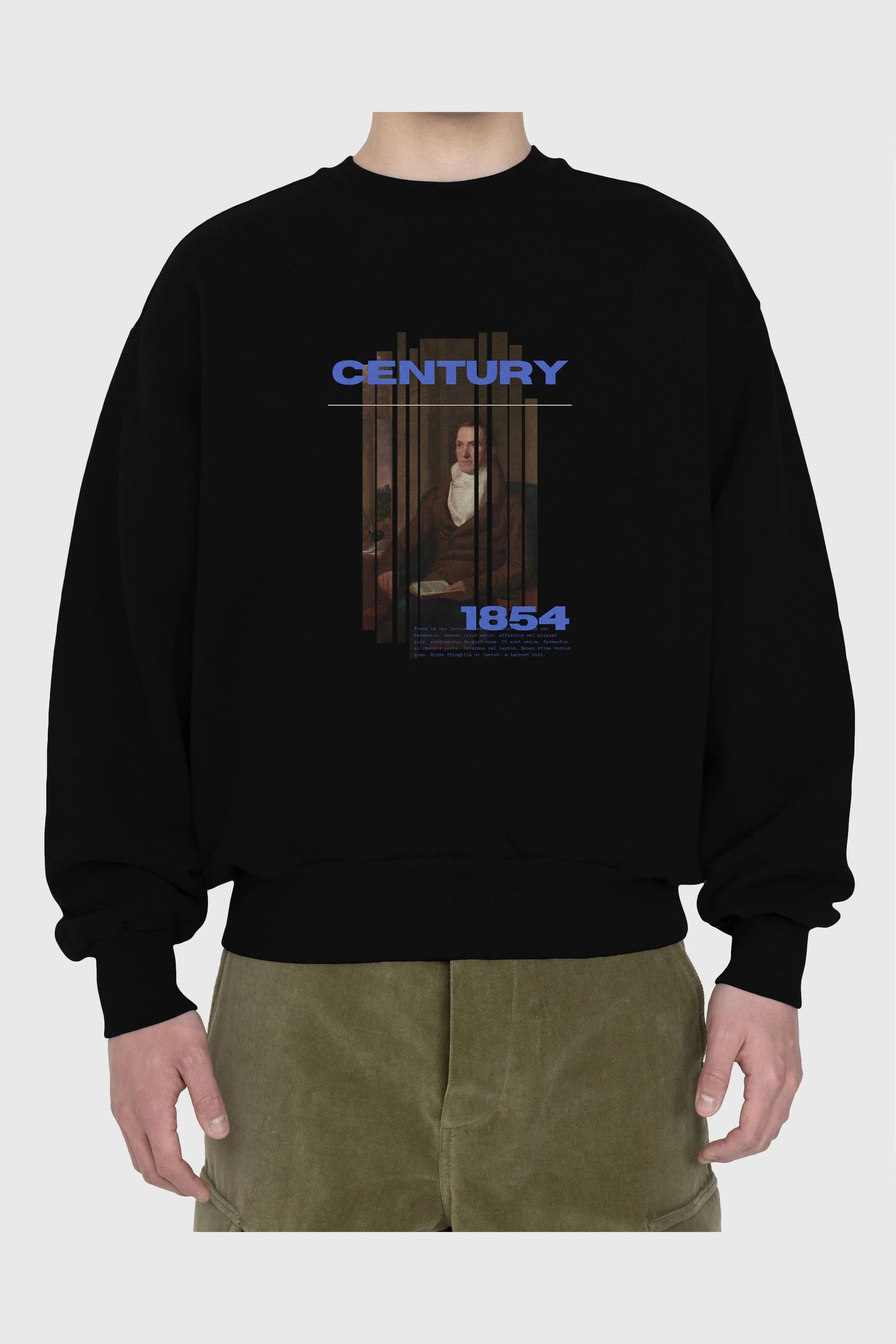 Century 1854 Yazılı Ön Baskılı Oversize Sweatshirt Erkek Kadın Unisex