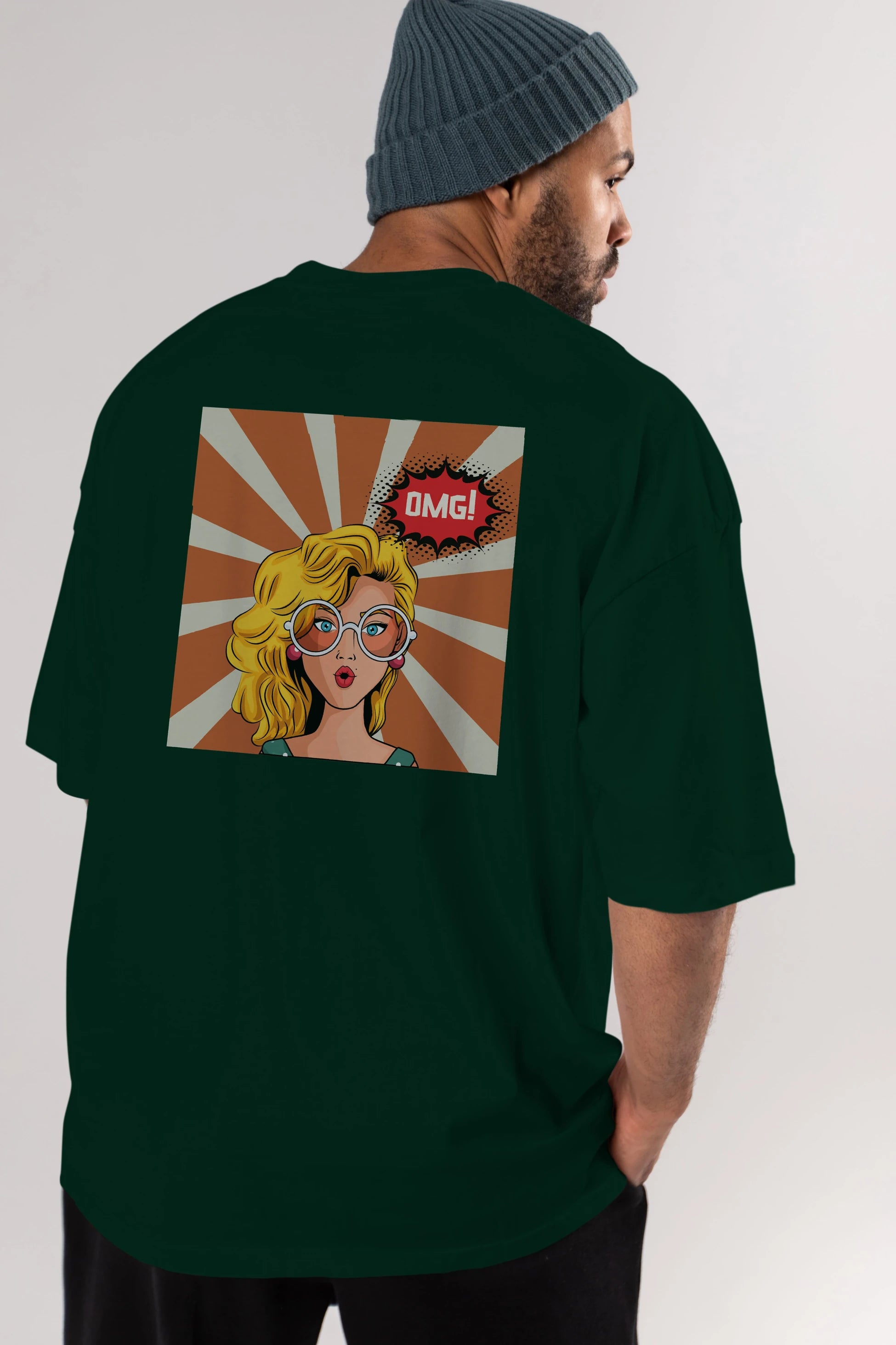 OMG Yazılı Retro Arka Baskılı Oversize t-shirt Erkek Kadın Unisex