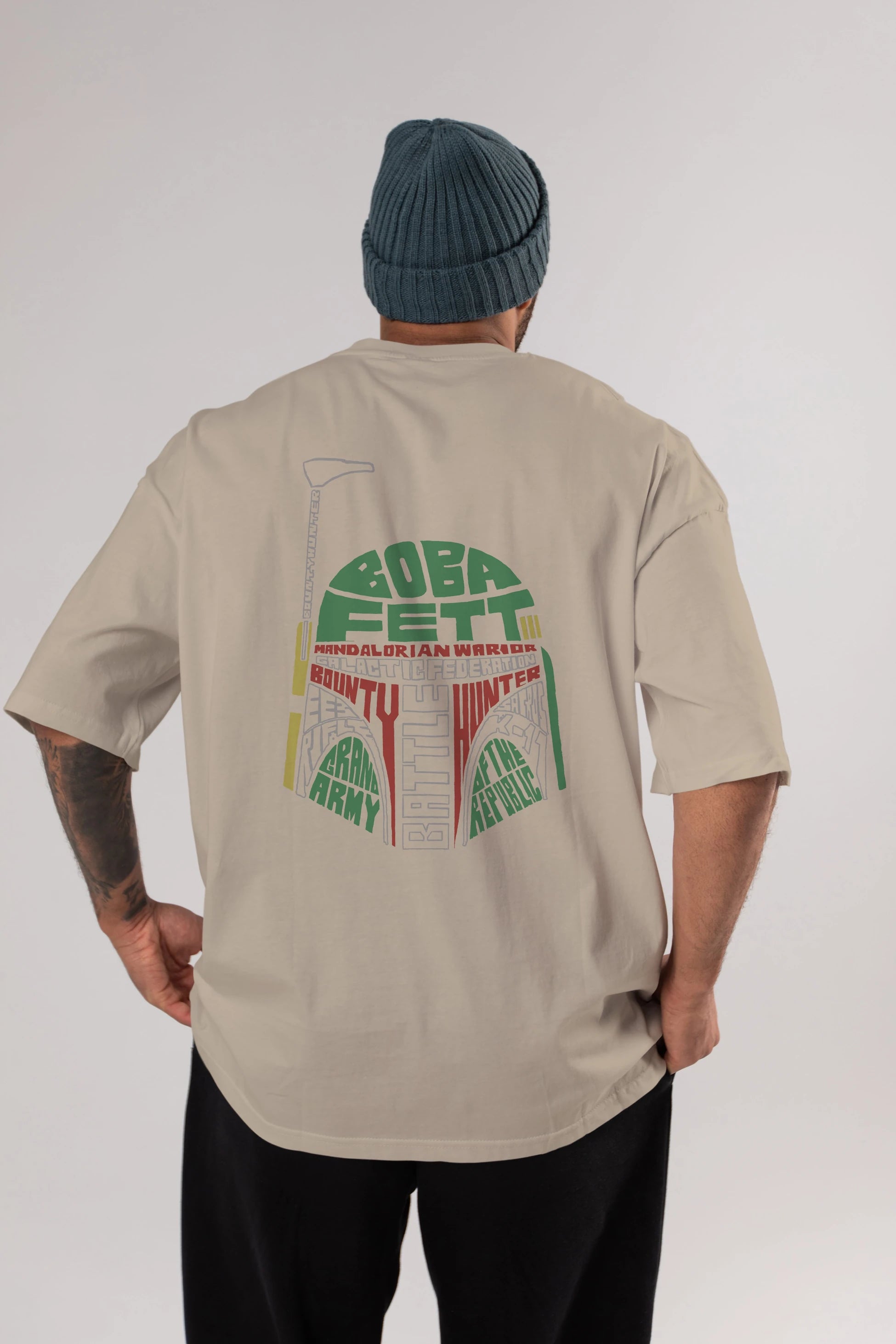 Boba Fett (2) Arka Baskılı Oversize t-shirt %100 pamuk Erkek Kadın Unisex