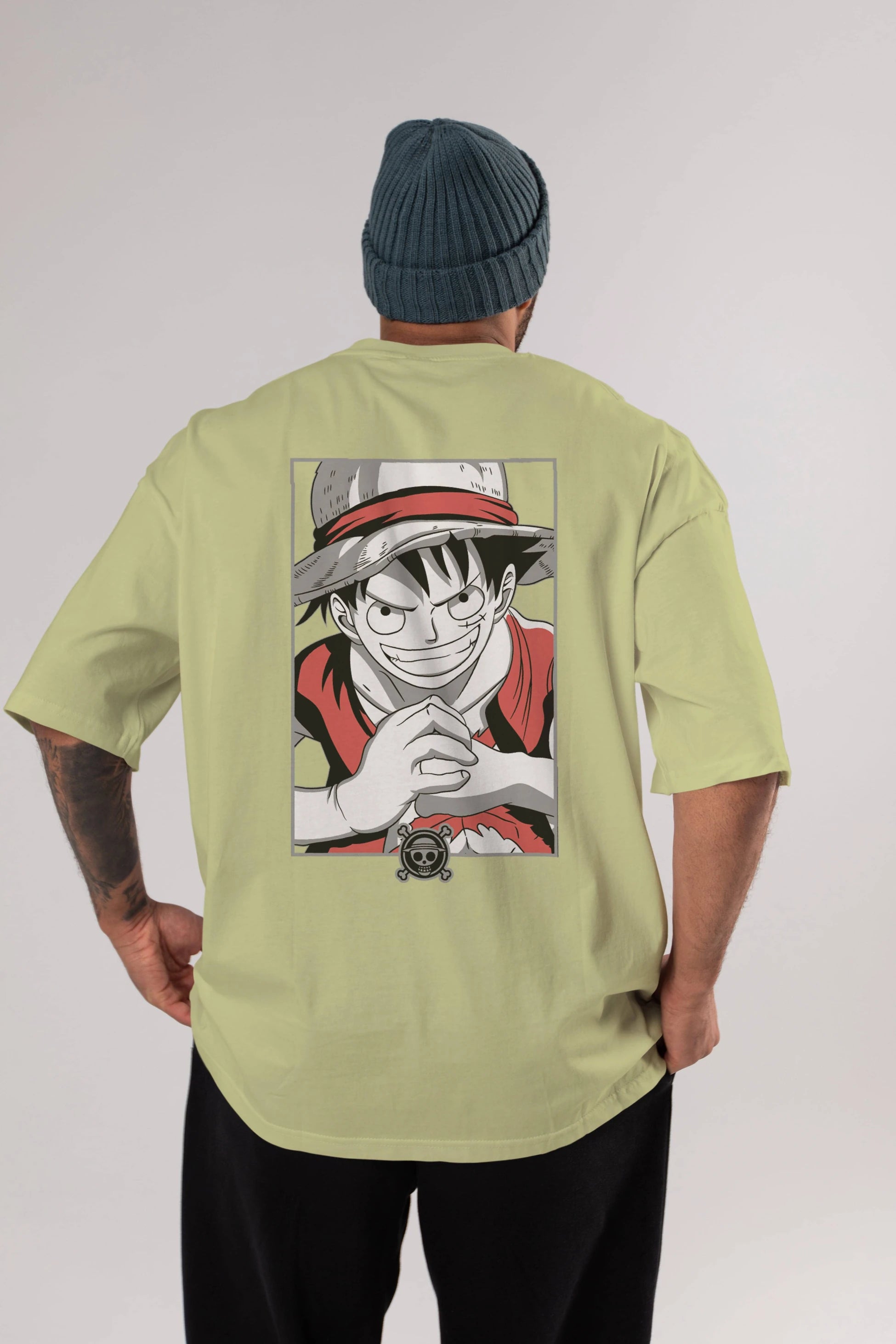 LUFF D. MONKEY OnePiece Anime Arka Baskılı Oversize t-shirt Erkek Kadın Unisex