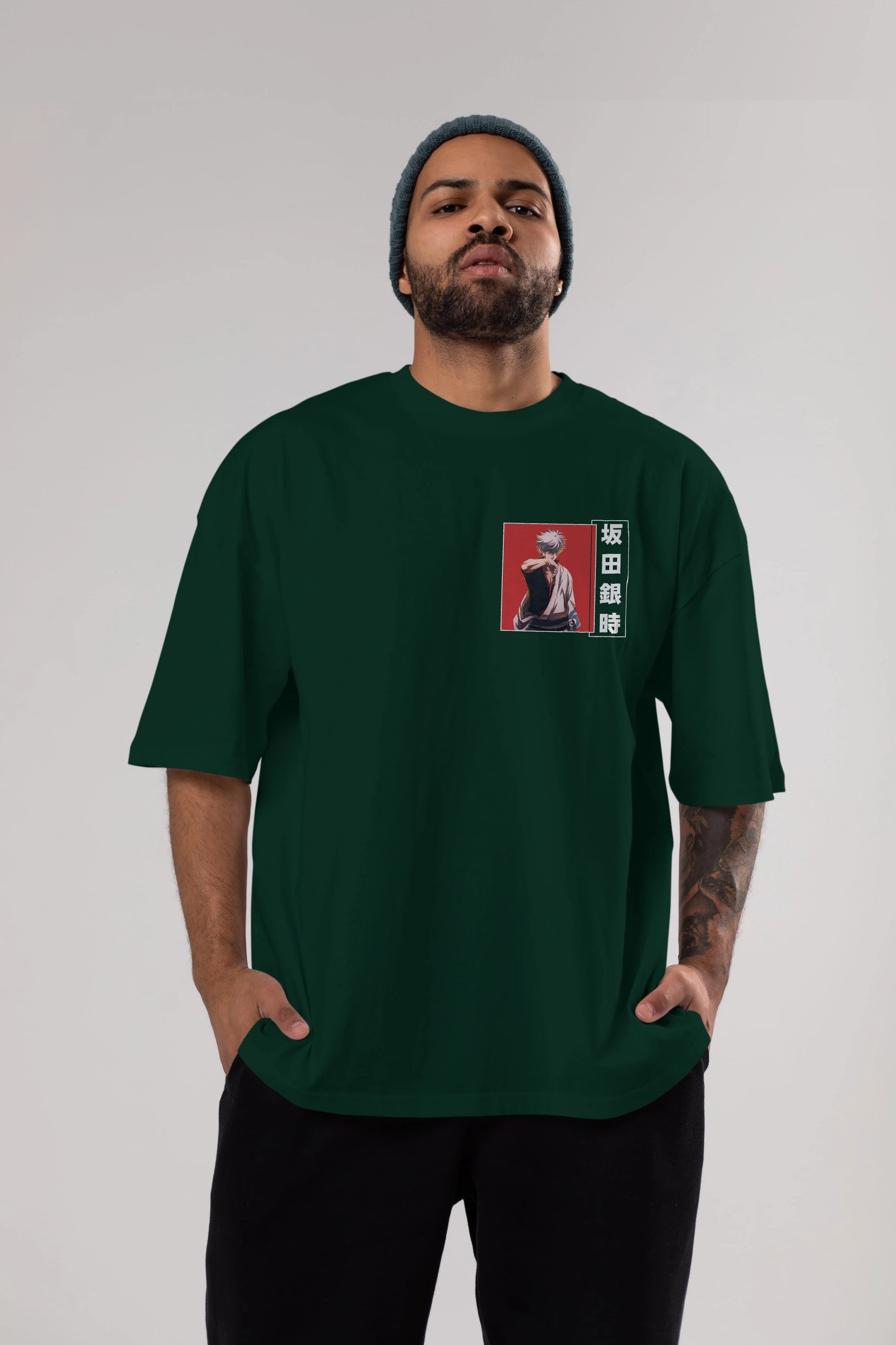 Gintoki Sakata GINTAMA 1 Ön Sol Baskılı Oversize t-shirt Erkek Kadın Unisex %100 Pamuk Bisiklet Yaka tişort