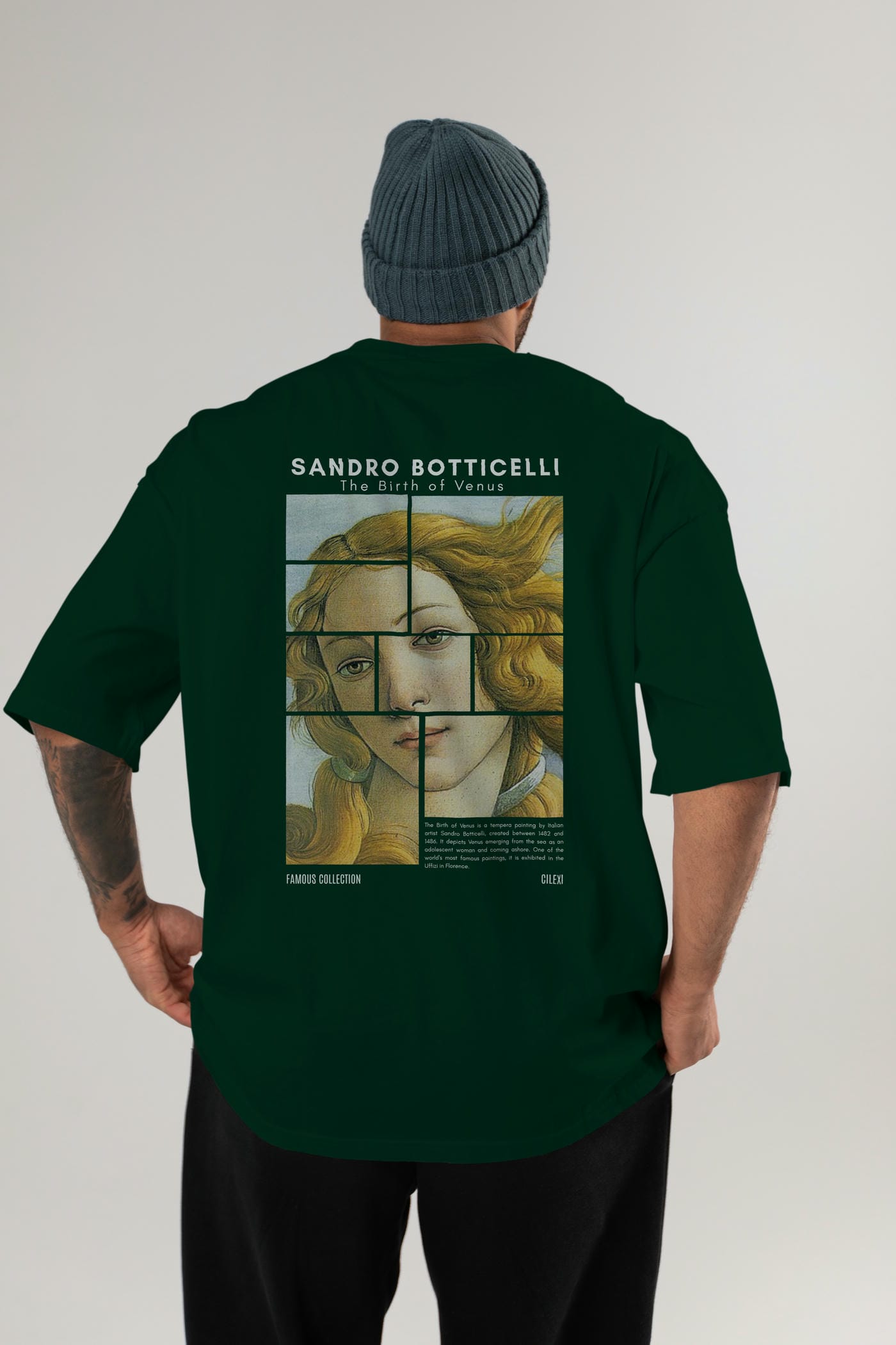 Sandro Botticelli Arka Baskılı Oversize t-shirt Erkek Kadın Bisiklet Yaka Pamuk tişort