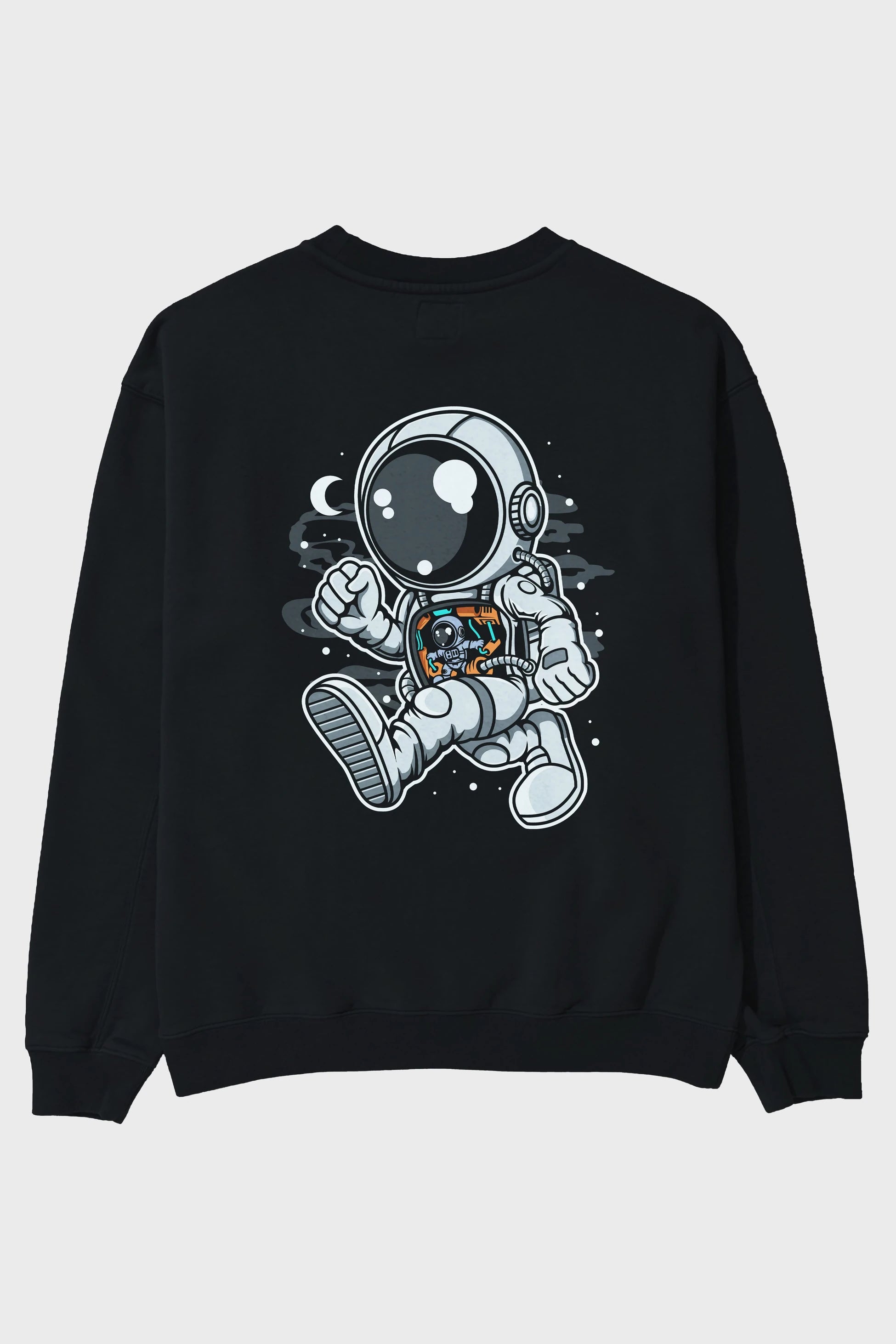 Astronaut Robotic Machine Arka Baskılı Oversize Sweatshirt Erkek Kadın Unisex