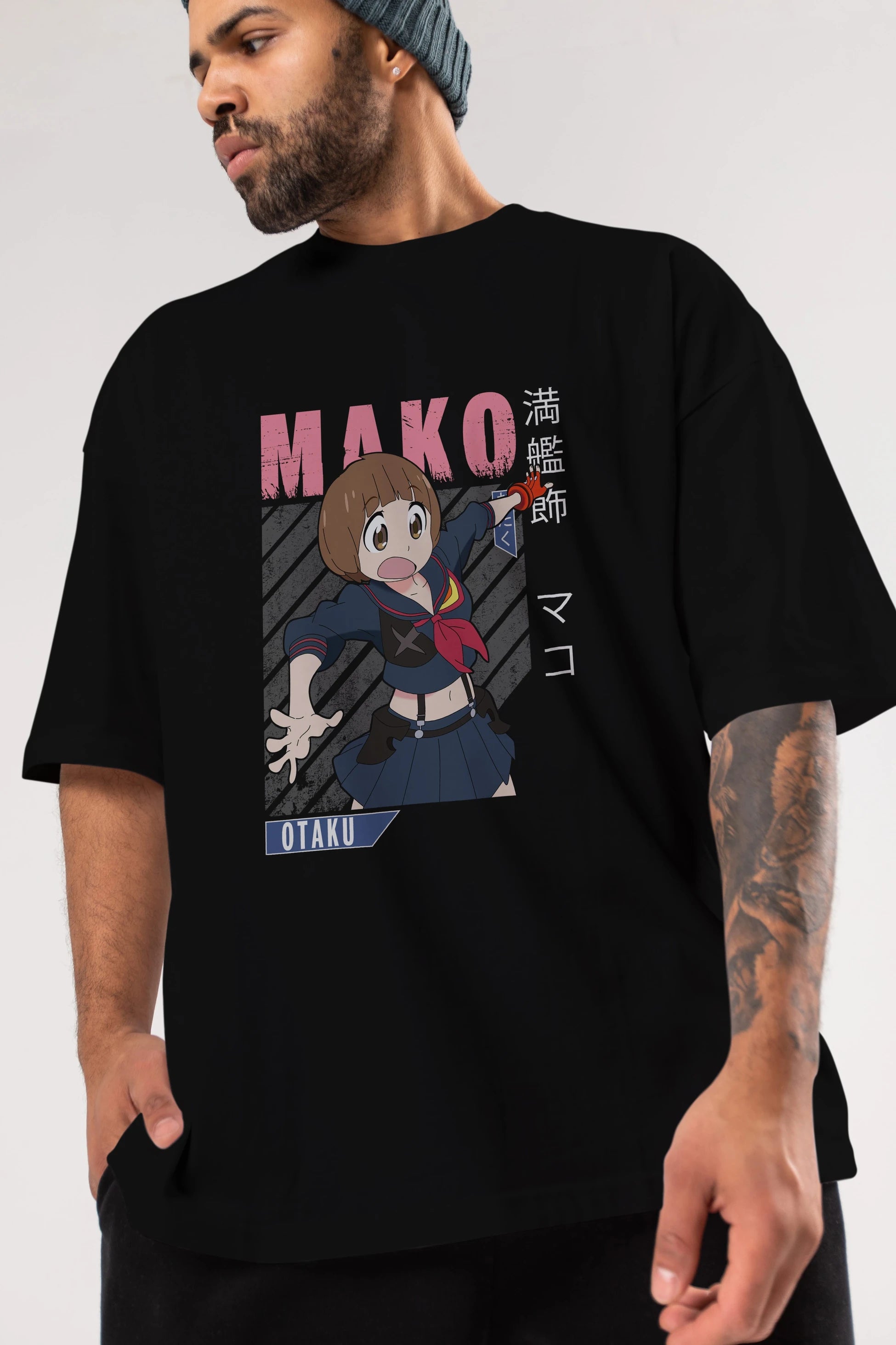 Mako Mankanshoku 2 Anime Ön Baskılı Oversize t-shirt %100 pamuk Erkek Kadın Unisex