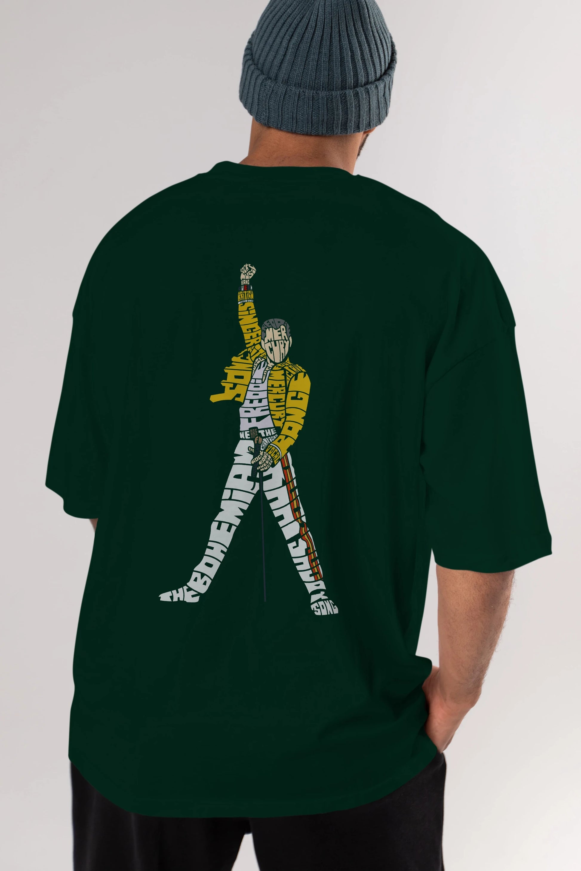 Freddy Mercury Arka Baskılı Oversize t-shirt %100 pamuk Erkek Kadın Unisex