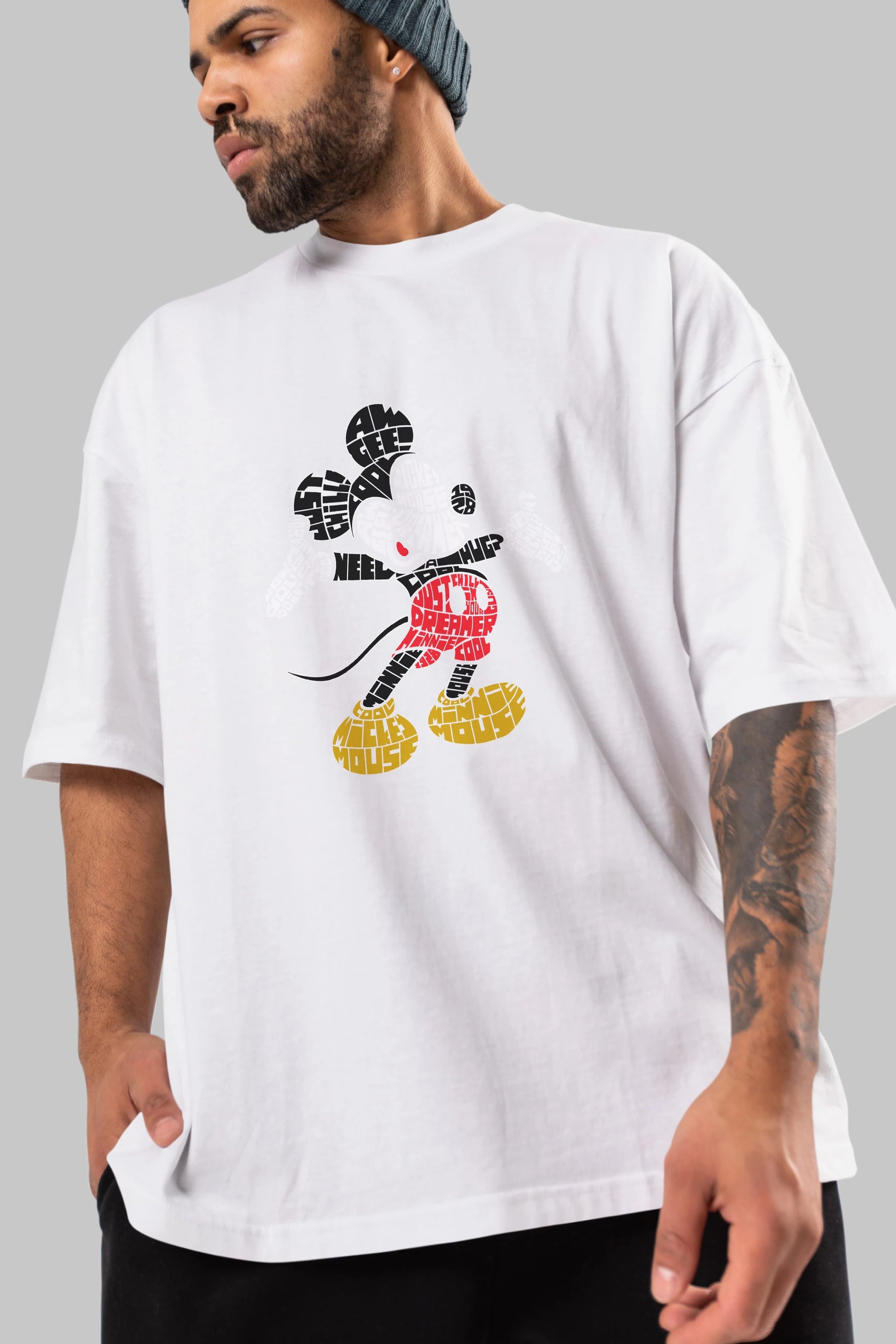 Mickey Ön Baskılı Oversize t-shirt %100 pamuk Erkek Kadın Unisex