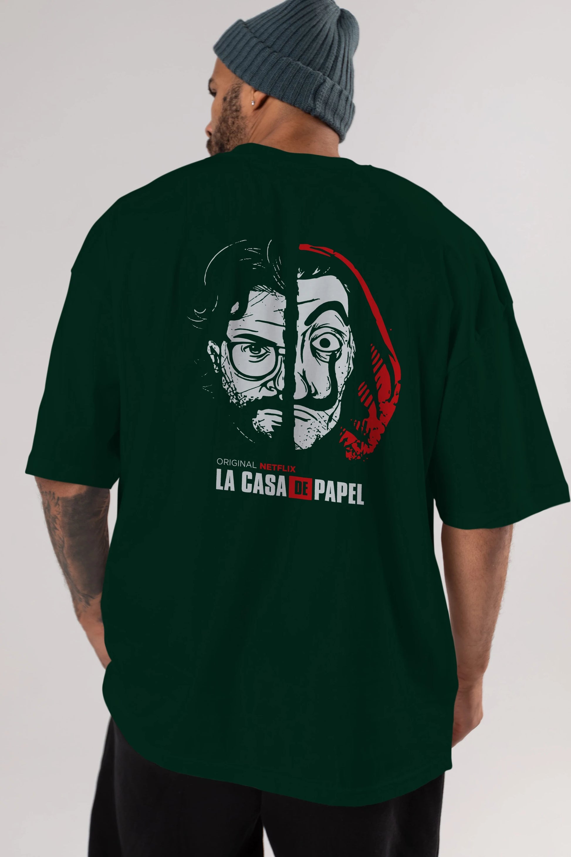 La Casa De Papel (9) Arka Baskılı Oversize t-shirt Erkek Kadın Unisex %100 Pamuk Bisiklet Yaka tişort