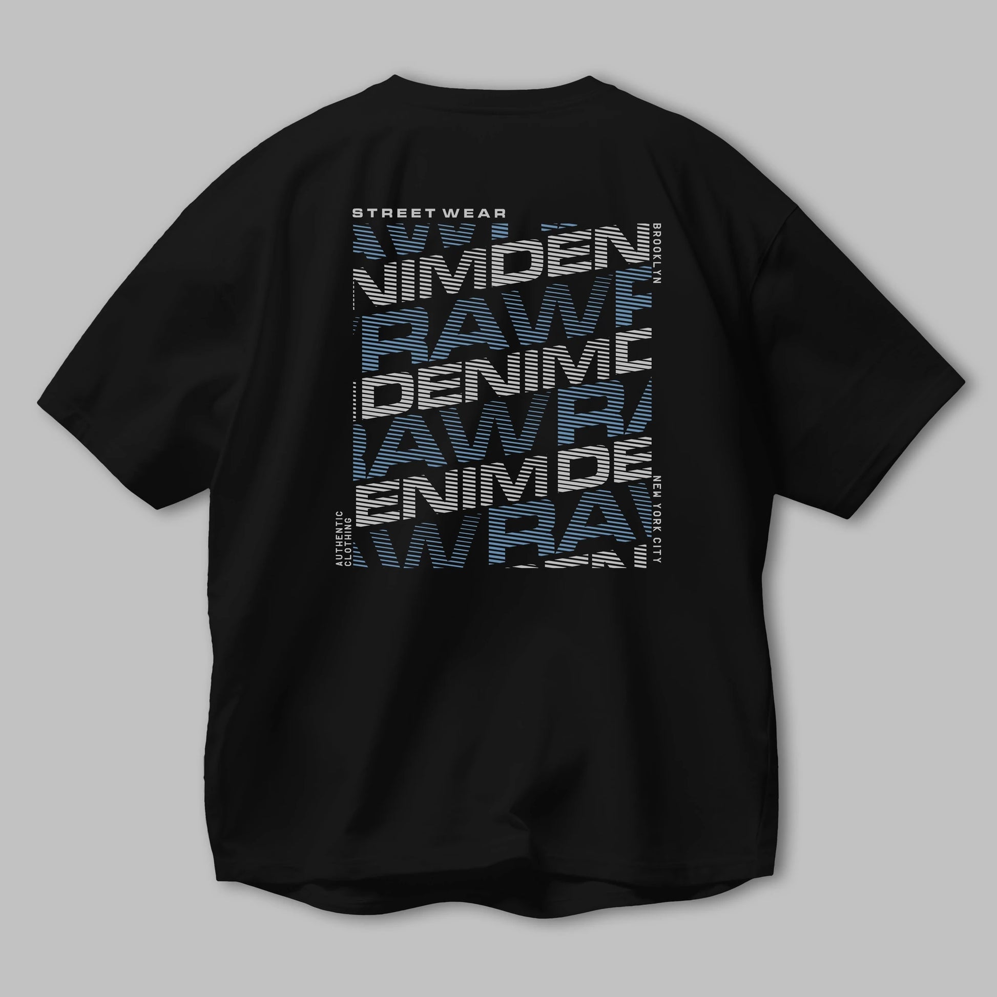 Raw Denim Arka Baskılı Oversize t-shirt Erkek Kadın Unisex