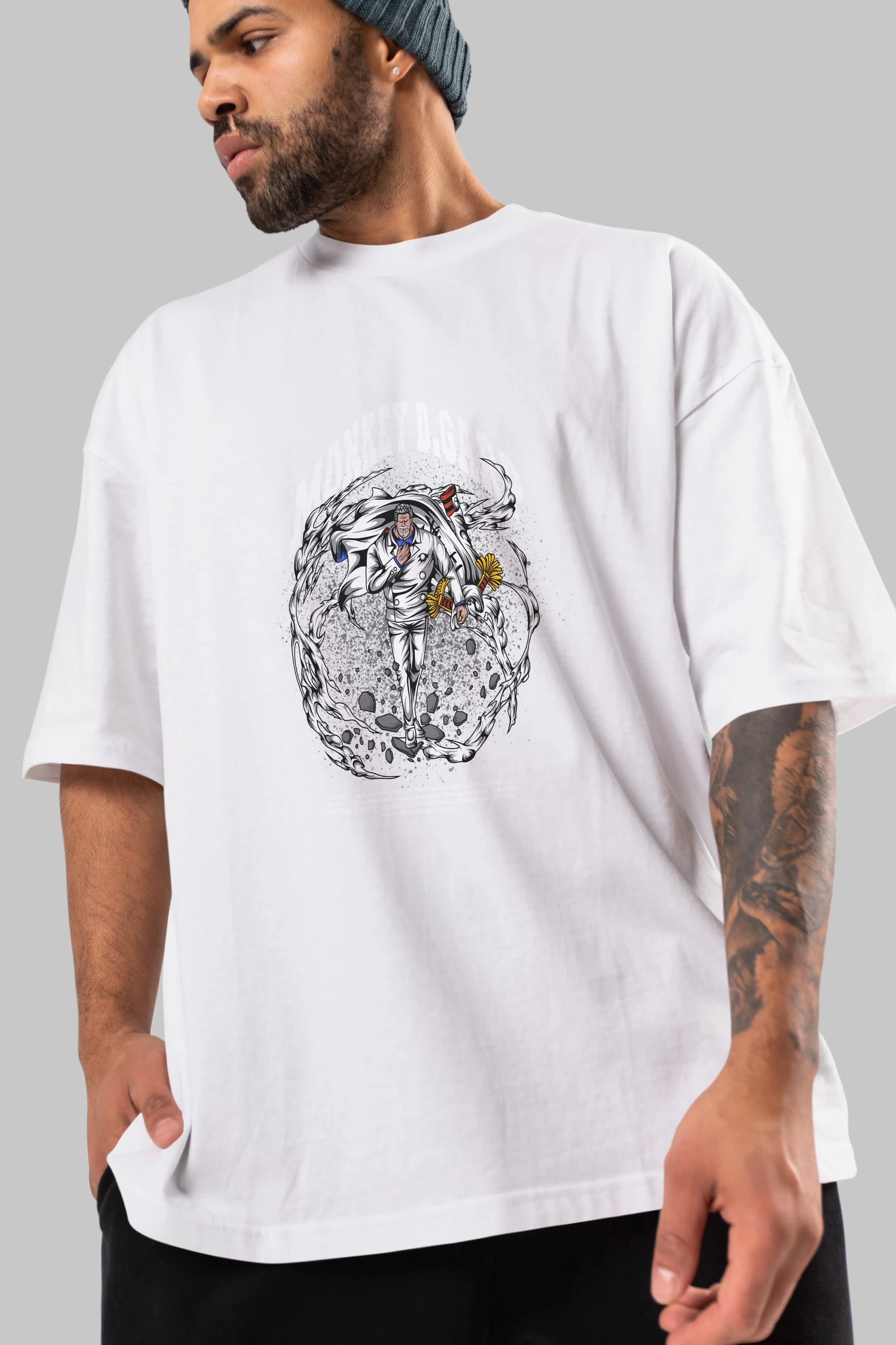 Monkey D. Garp Anime Ön Baskılı Oversize t-shirt %100 pamuk Erkek Kadın Unisex