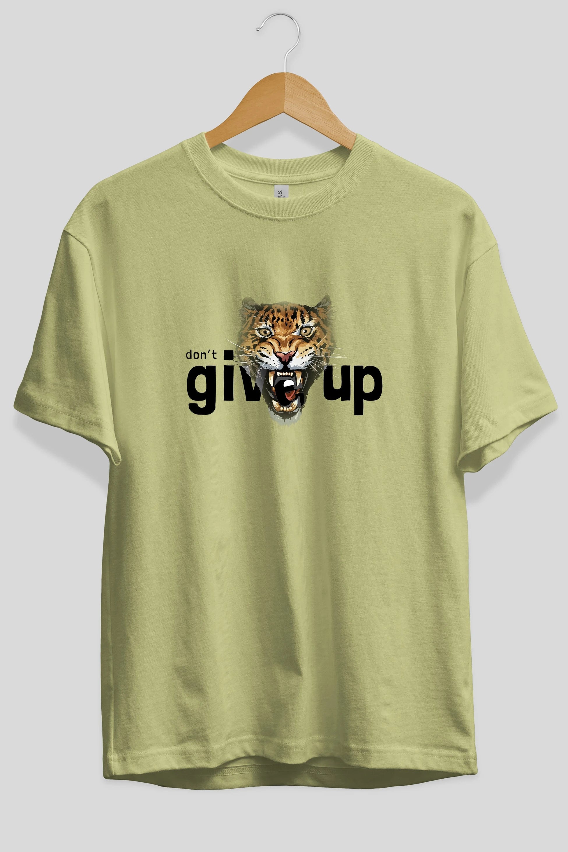 Teddy Bear Dont Give Up Ön Baskılı Oversize t-shirt Erkek Kadın Unisex %100 Pamuk