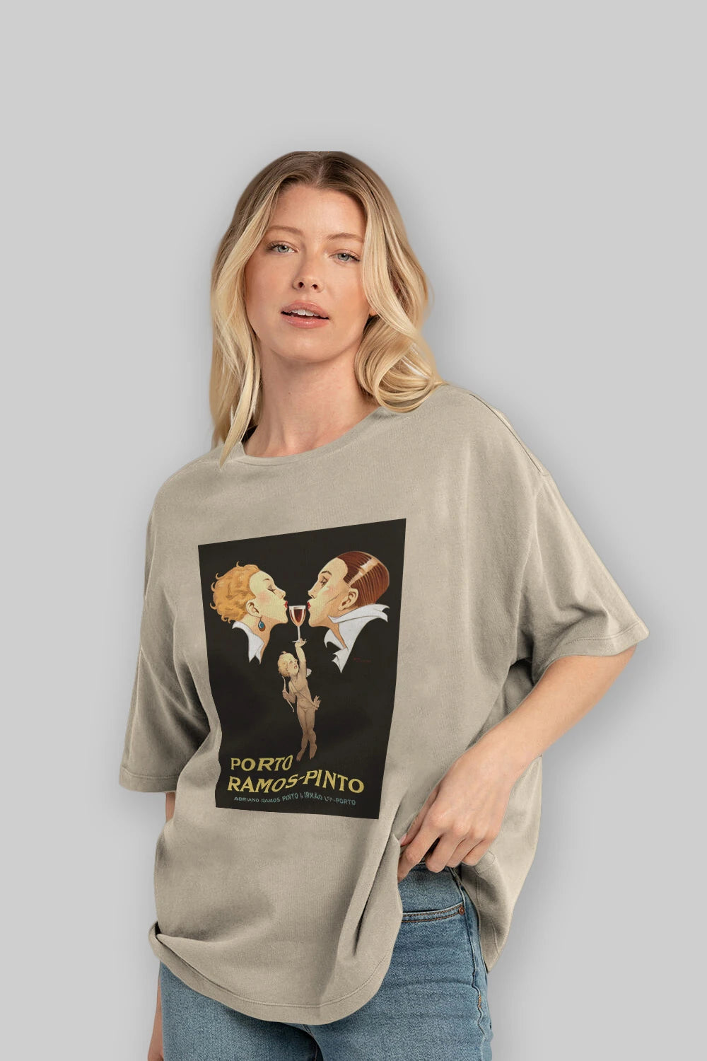 Porto Ramos Pinto Ön Baskılı Oversize t-shirt Erkek Kadın Unisex %100 Pamuk Bisiklet Yaka tişort