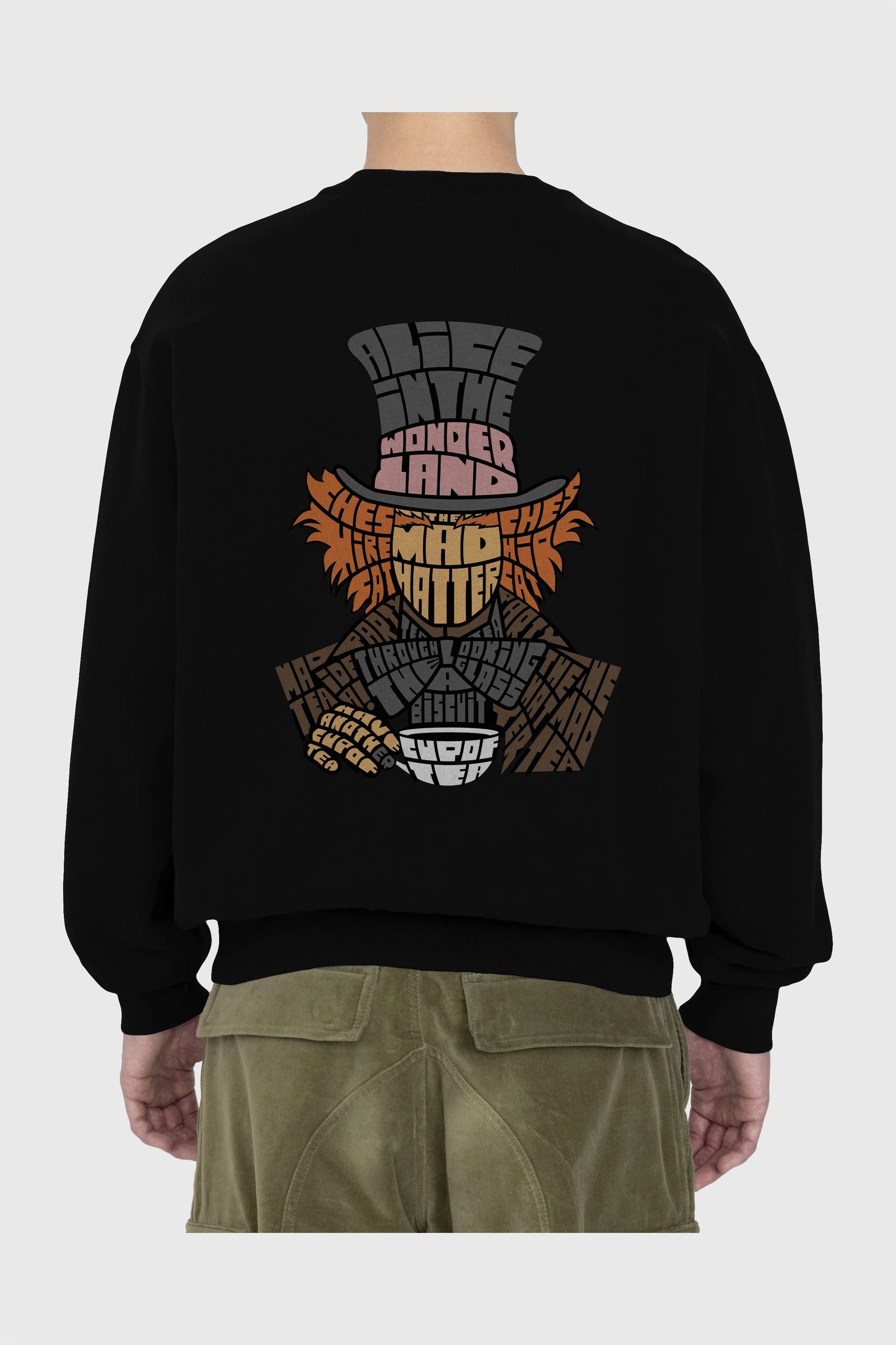 Madhatter Arka Baskılı Oversize Sweatshirt Erkek Kadın Unisex