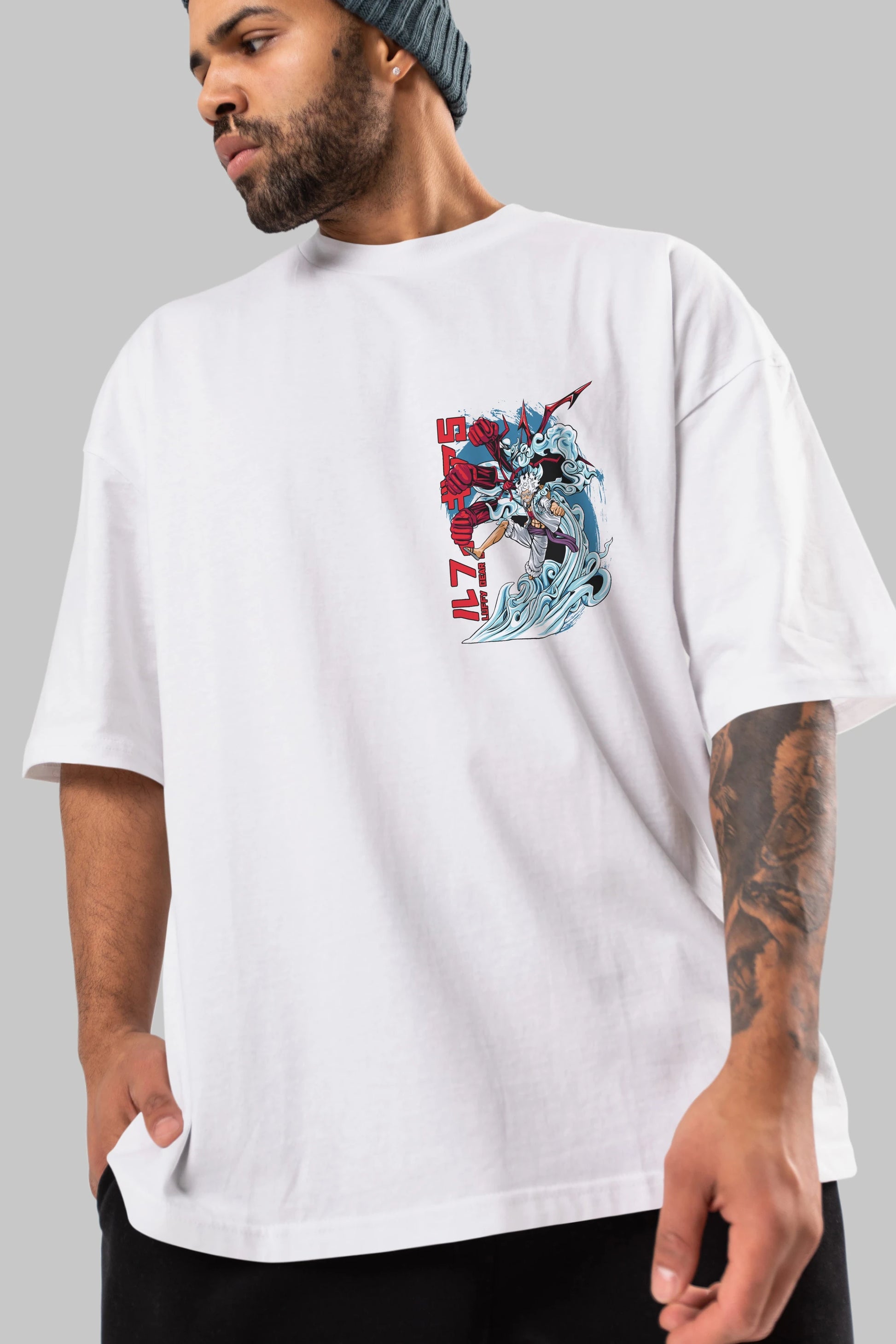 MONKEY D. LUFFY GEAR5 2 Ön Sol Baskılı Oversize t-shirt Erkek Kadın Unisex %100 Pamuk Bisiklet Yaka tişort