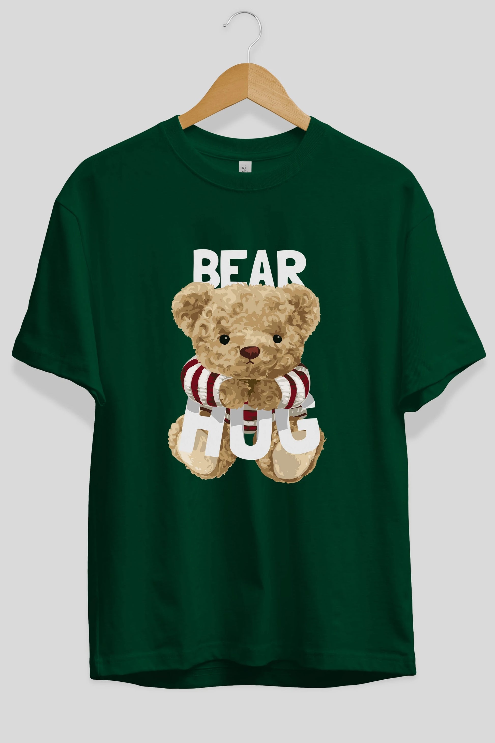 Teddy Bear Hug Ön Baskılı Oversize t-shirt Erkek Kadın Unisex %100 Pamuk
