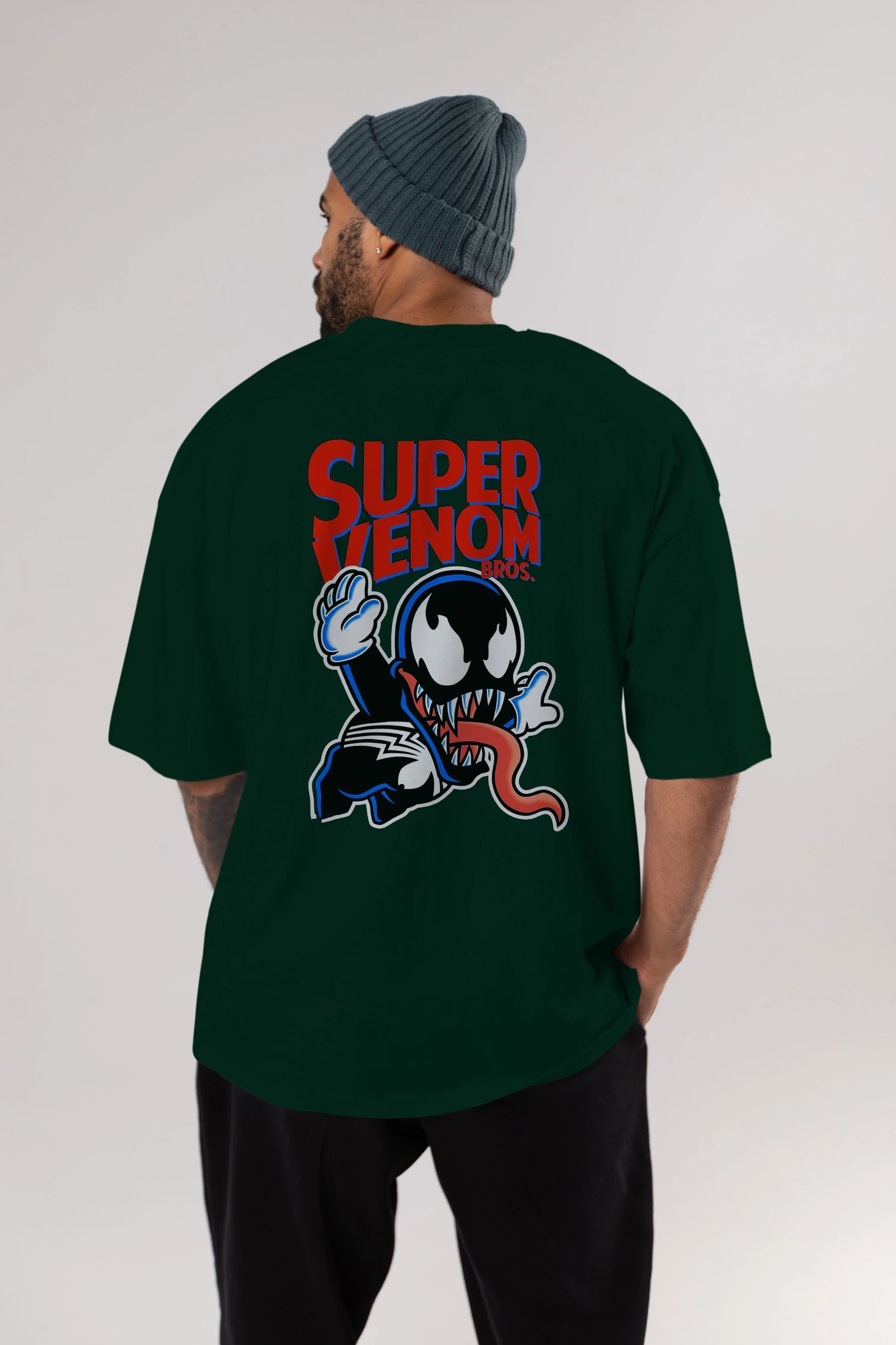 Super Venom Arka Baskılı Oversize t-shirt Erkek Kadın Unisex %100 Pamuk Bisiklet Yaka tişort