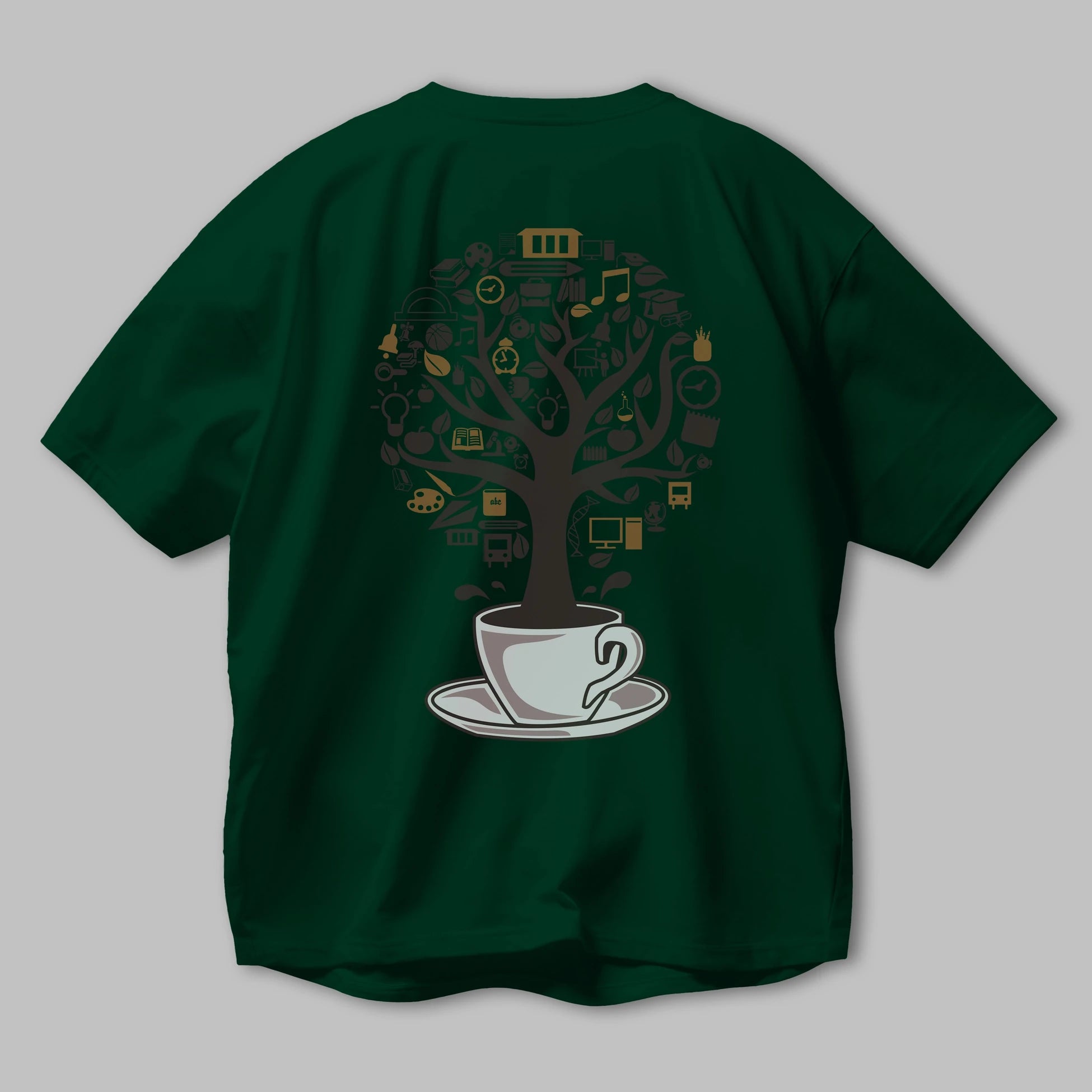 Coffee Tree Arka Baskılı Oversize t-shirt %100 pamuk Erkek Kadın Unisex
