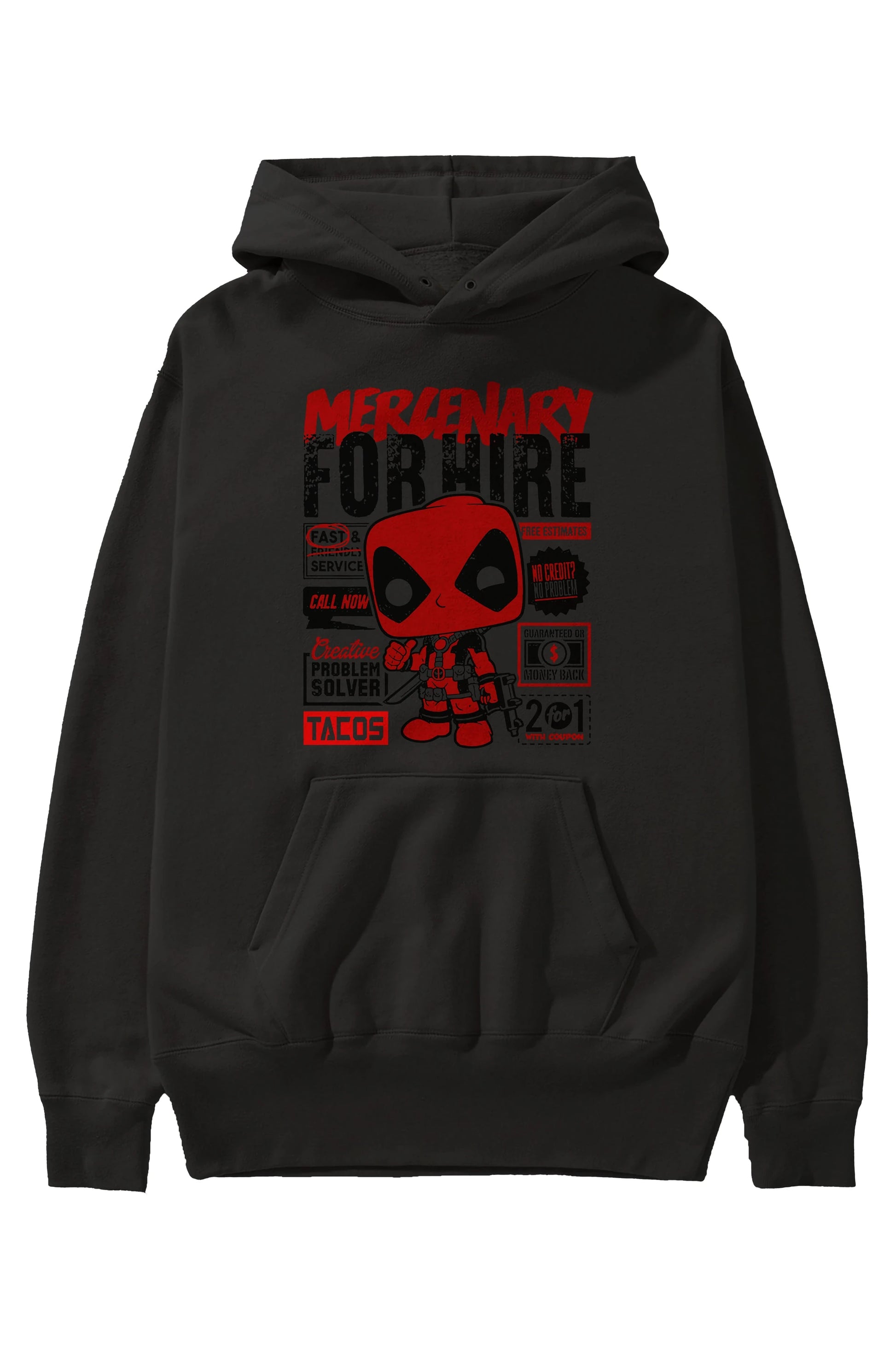 Deadpool (18) Ön Baskılı Hoodie Oversize Kapüşonlu Sweatshirt Erkek Kadın Unisex