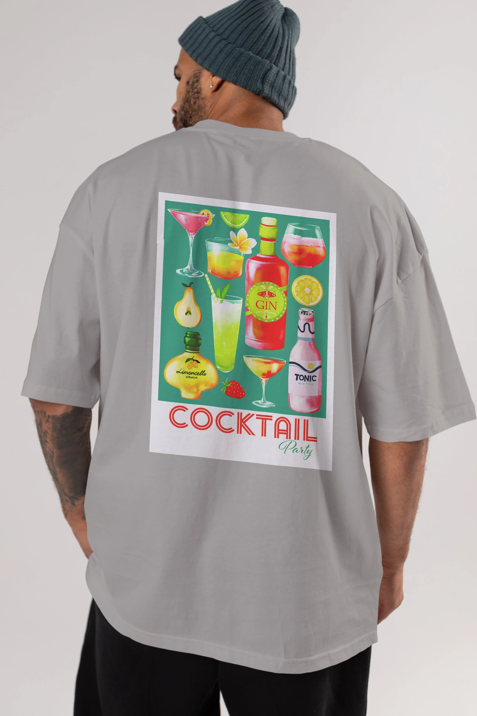 Cocktail Party 2 Arka Baskılı Oversize t-shirt Erkek Kadın Unisex %100 Pamuk Bisiklet Yaka tişort