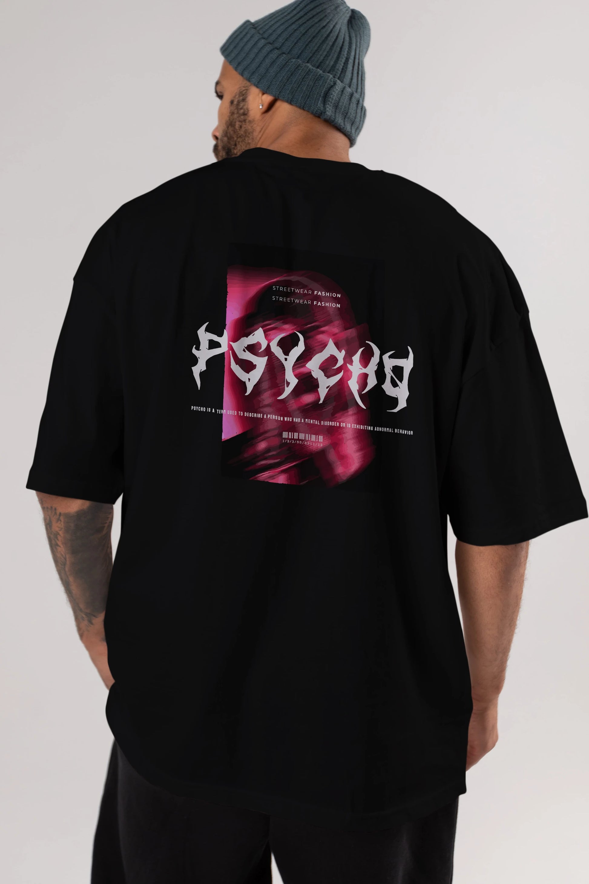 Psycho Streetwear Arka Baskılı Oversize t-shirt Erkek Kadın Unisex