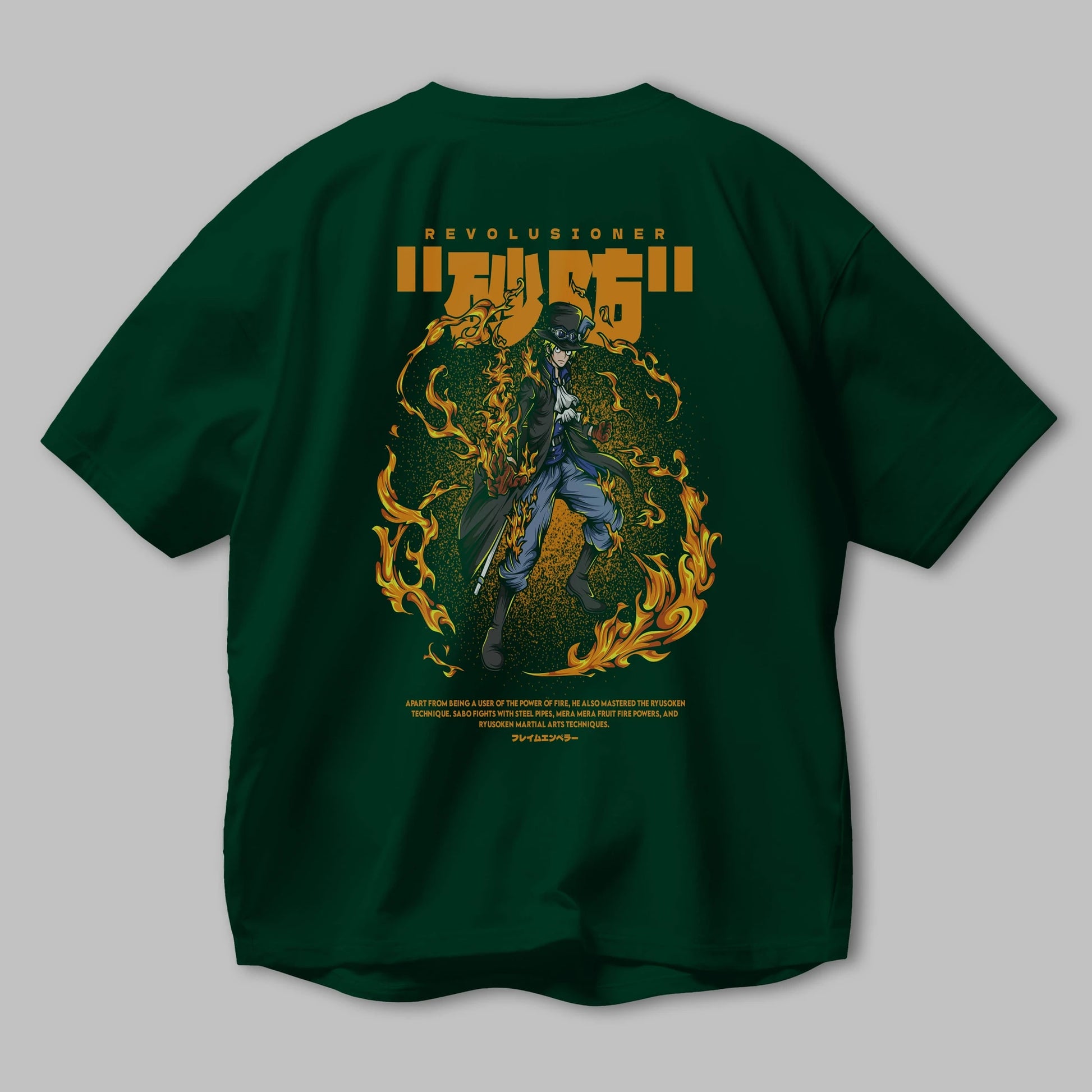 Revolusioner Sabo Anime Arka Baskılı Oversize t-shirt Erkek Kadın Unisex